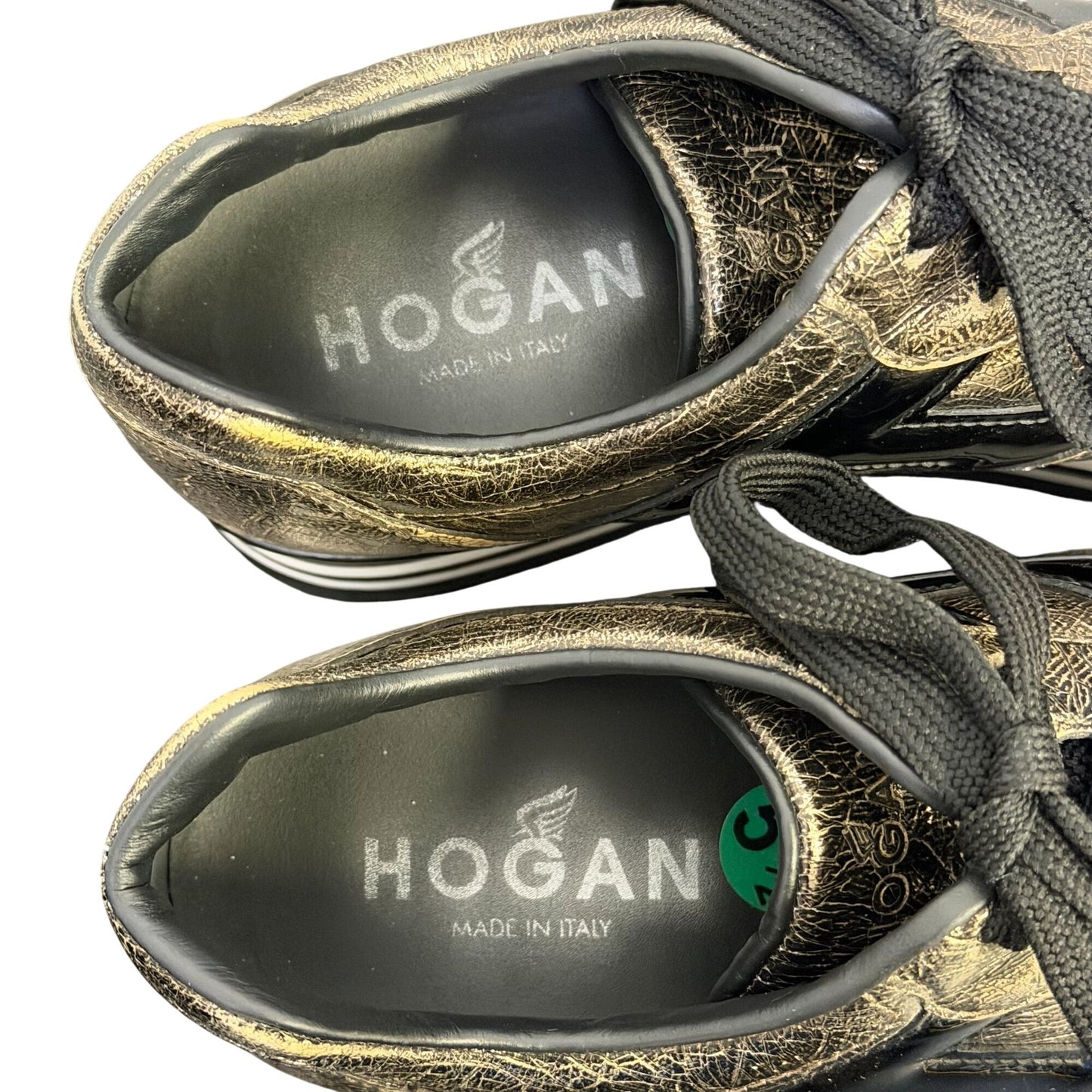 Hogan Gold Platform Sneakers Metallic Leather Size 5.5