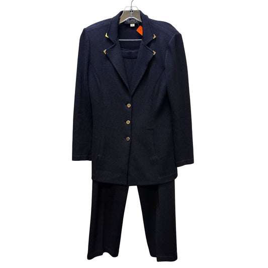 St. John Knit Black Pant & Jacket Suit Set Size 4/6 2p