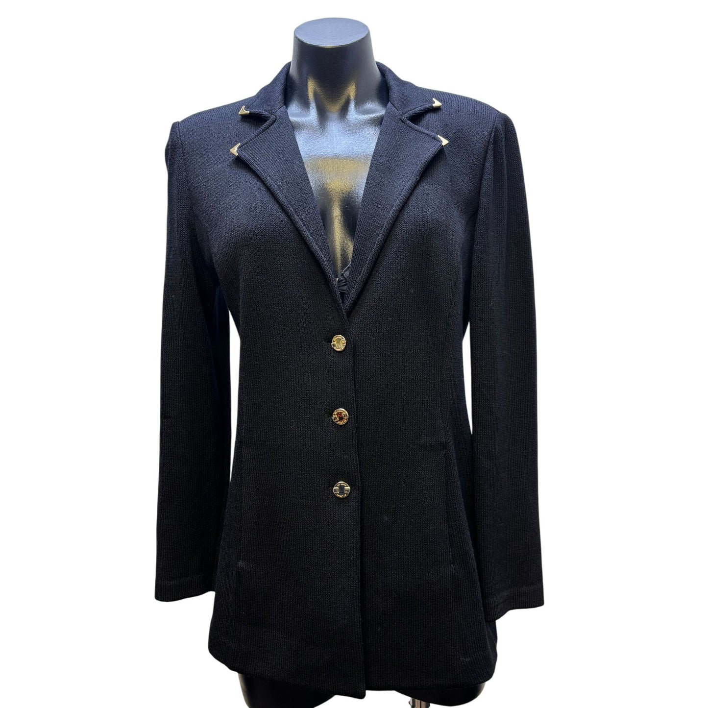 St. John Knit Black Pant & Jacket Suit Set Size 4/6 2p