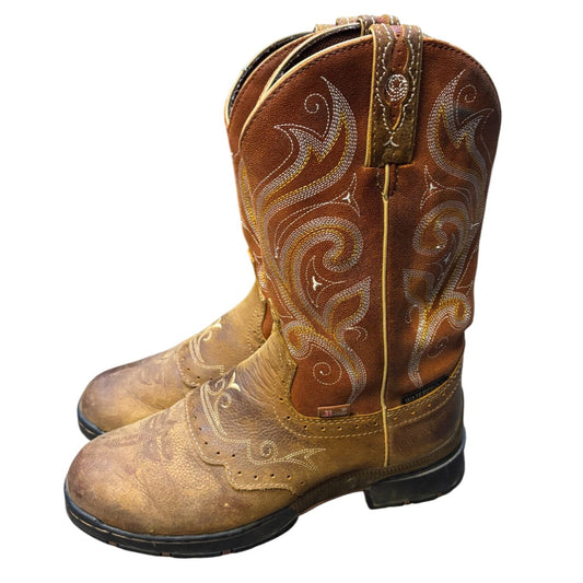 Justin Western Boots Brown Leather Size 7