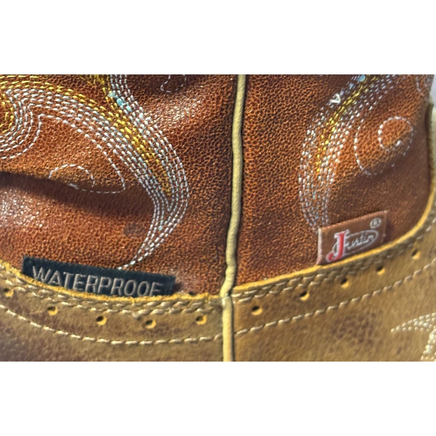 Justin Western Boots Brown Leather Size 7