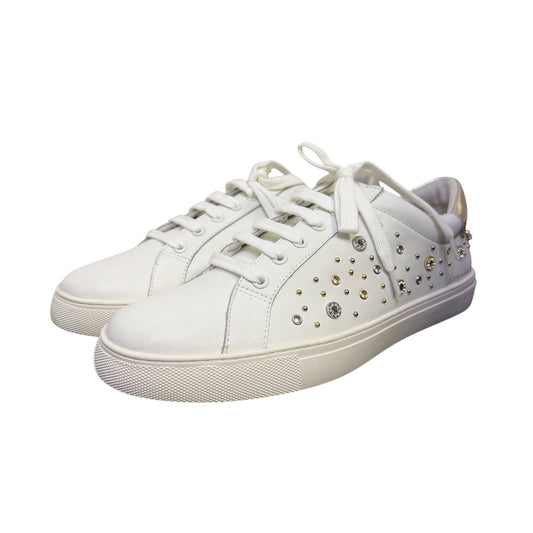 Chico's White Love Chicos Sneakers With Gold Metallic Accent 10