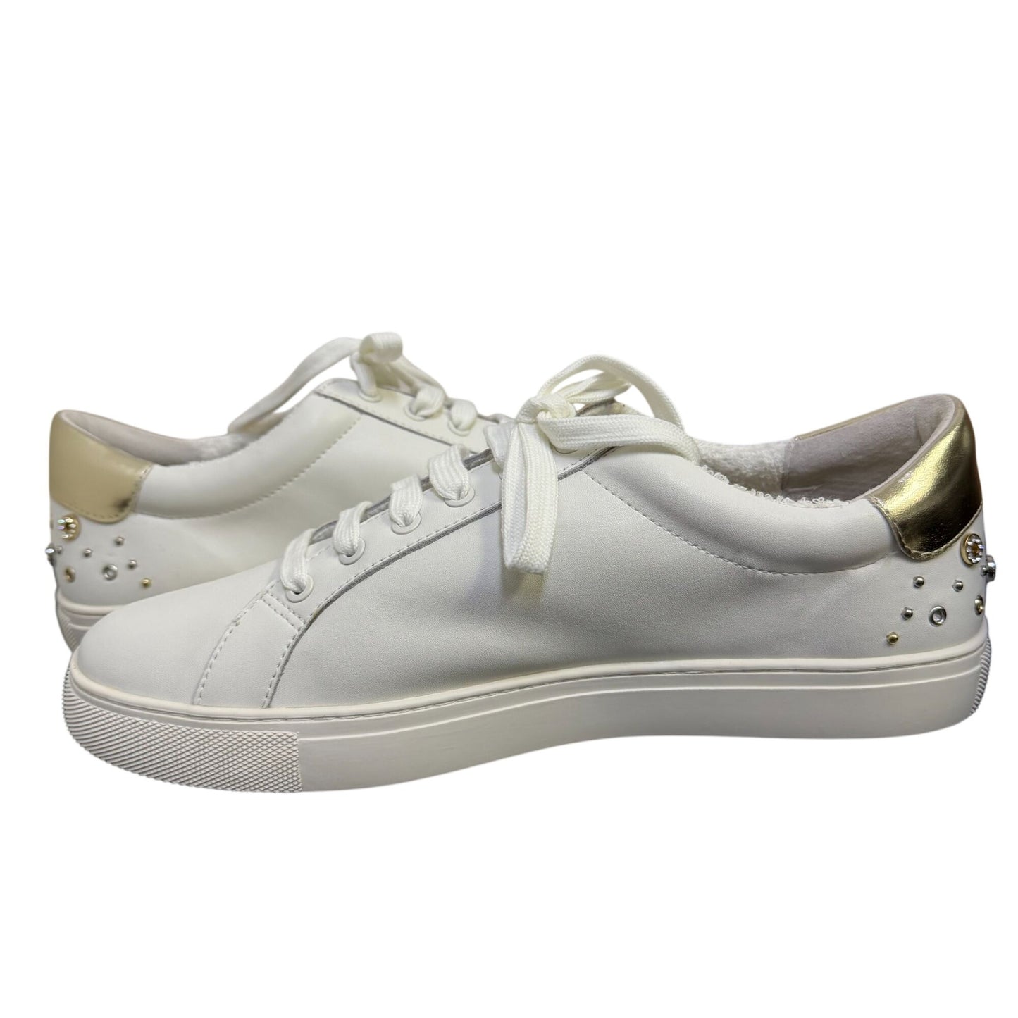 Chico's White Love Chicos Sneakers With Gold Metallic Accent 10