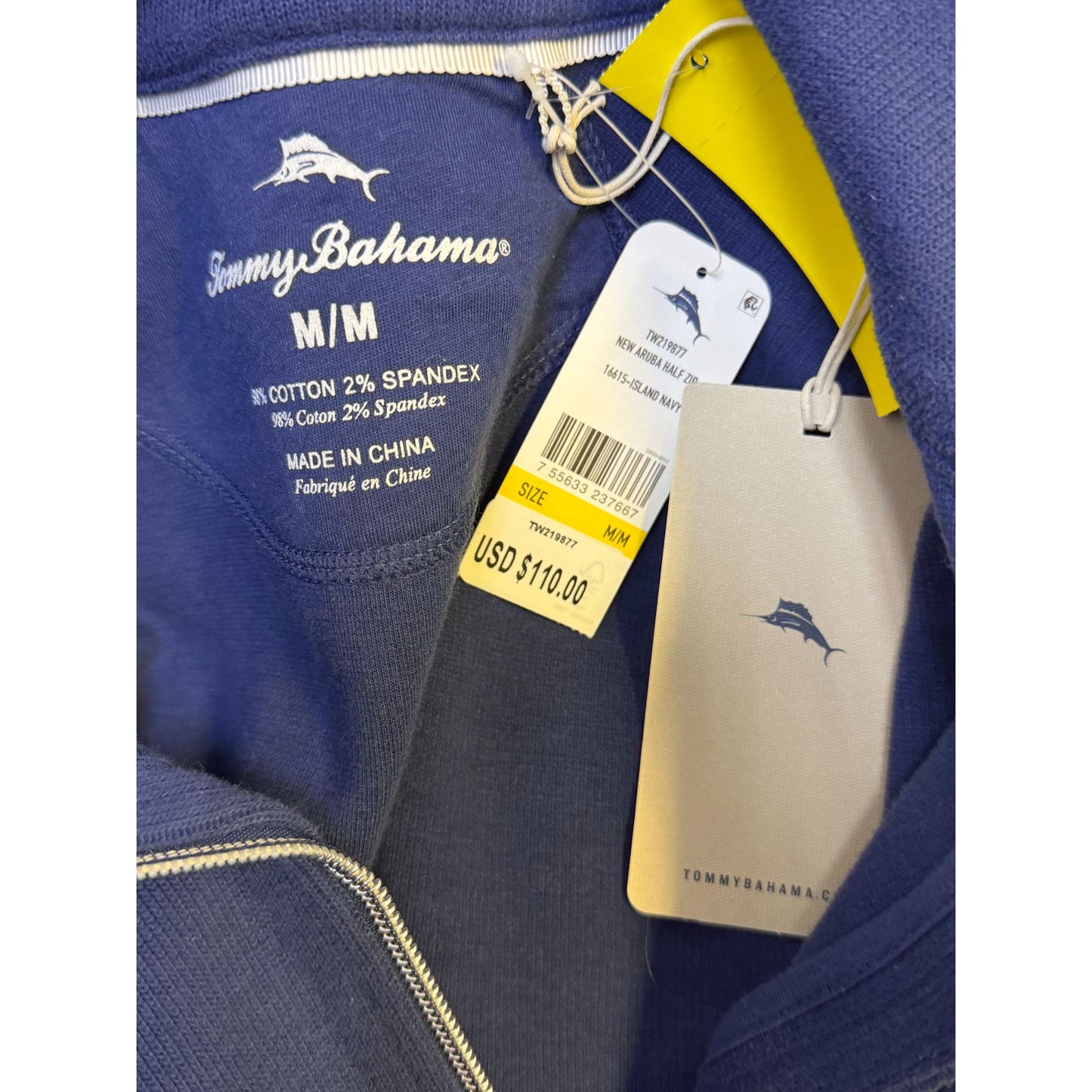 NWT Tommy Bahama Blue Half-Zip Pullover Shirt Long Sleeve Casual Lightweight M