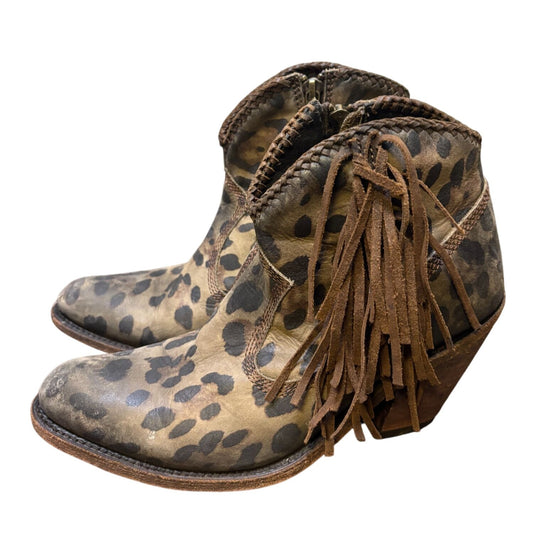 Liberty Black Western Ankle Booties Leopard Print Size 7