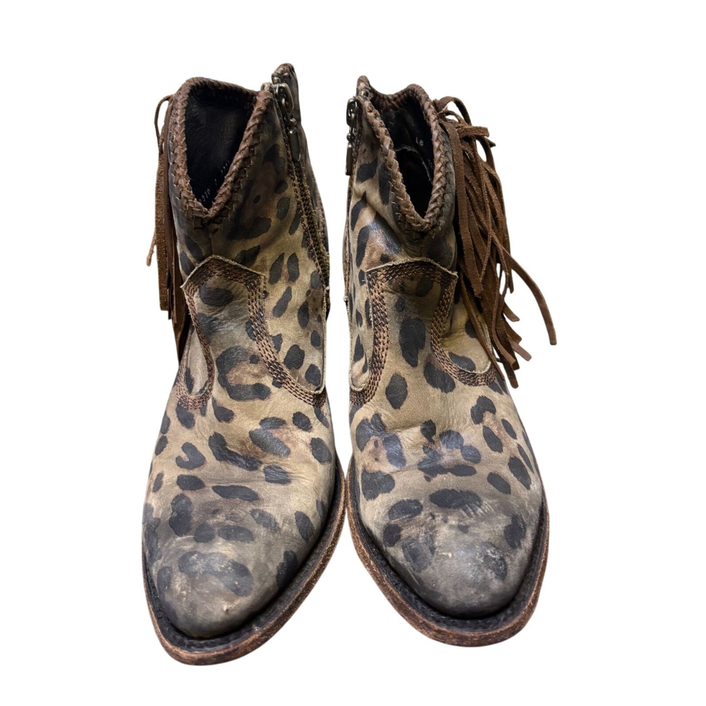 Liberty Black Western Ankle Booties Leopard Print Size 7