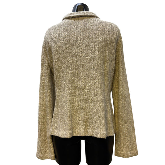 NWT St John Couture Tan Textured Jacket Size 16 Open Front Collar Long Sleeve Blazer