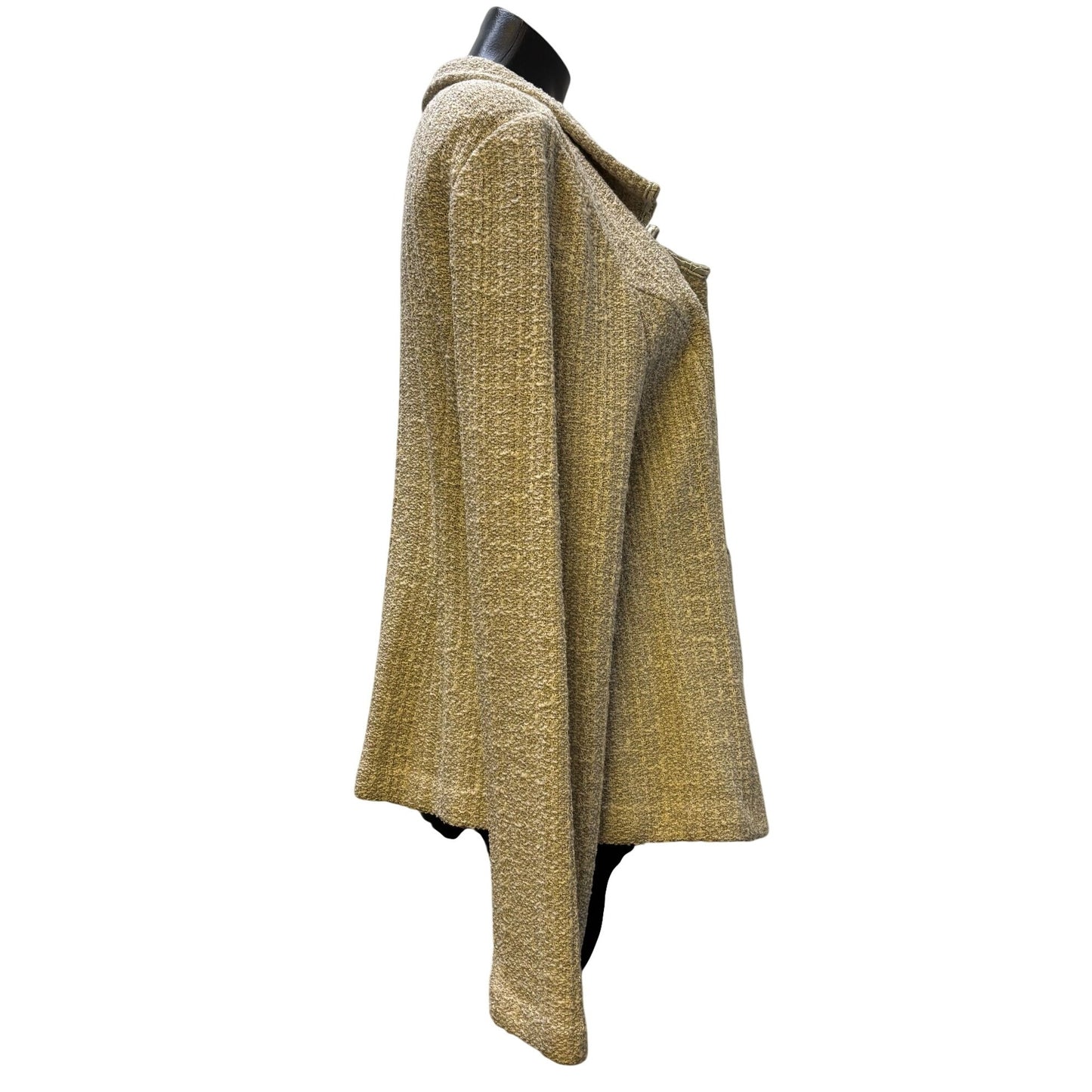 NWT St John Couture Tan Textured Jacket Size 16 Open Front Collar Long Sleeve Blazer