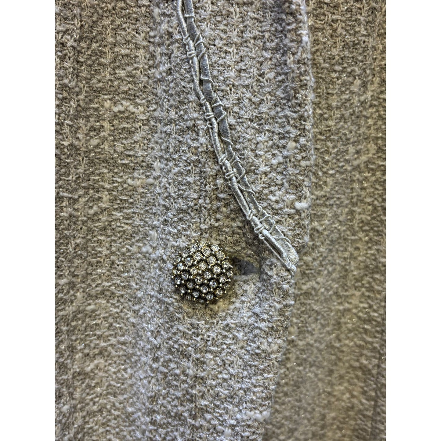 NWT St John Couture Tan Textured Jacket Size 16 Open Front Collar Long Sleeve Blazer