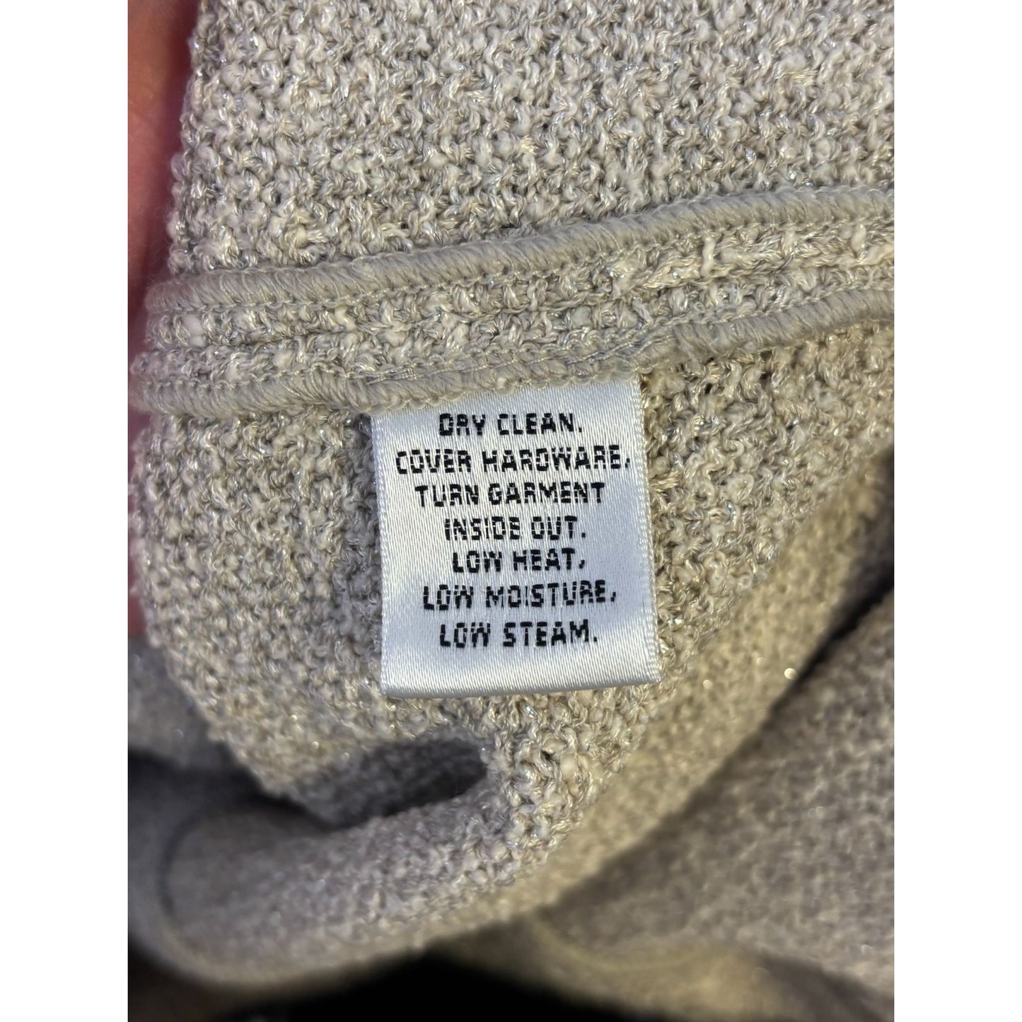 NWT St John Couture Tan Textured Jacket Size 16 Open Front Collar Long Sleeve Blazer