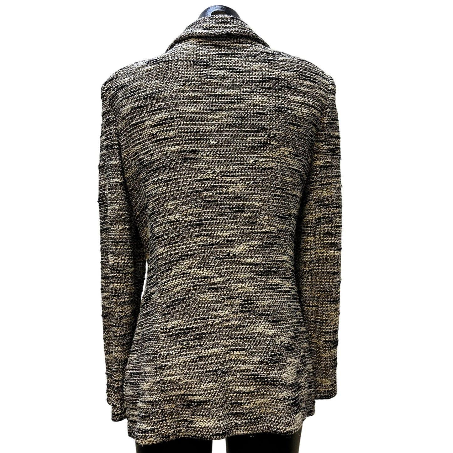 St. John Knit Jacket Tan/Black Size 6 Textured Pattern Button Closure 6