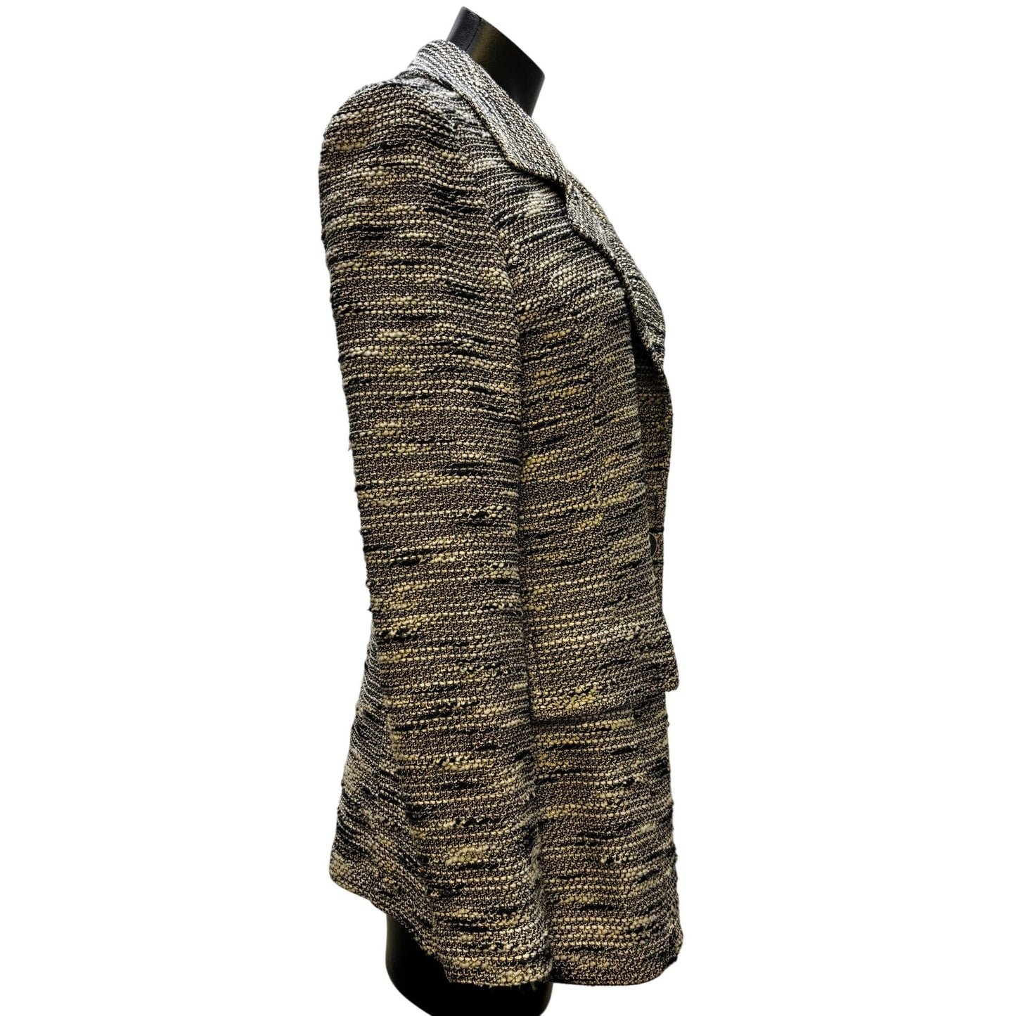 St. John Knit Jacket Tan/Black Size 6 Textured Pattern Button Closure 6