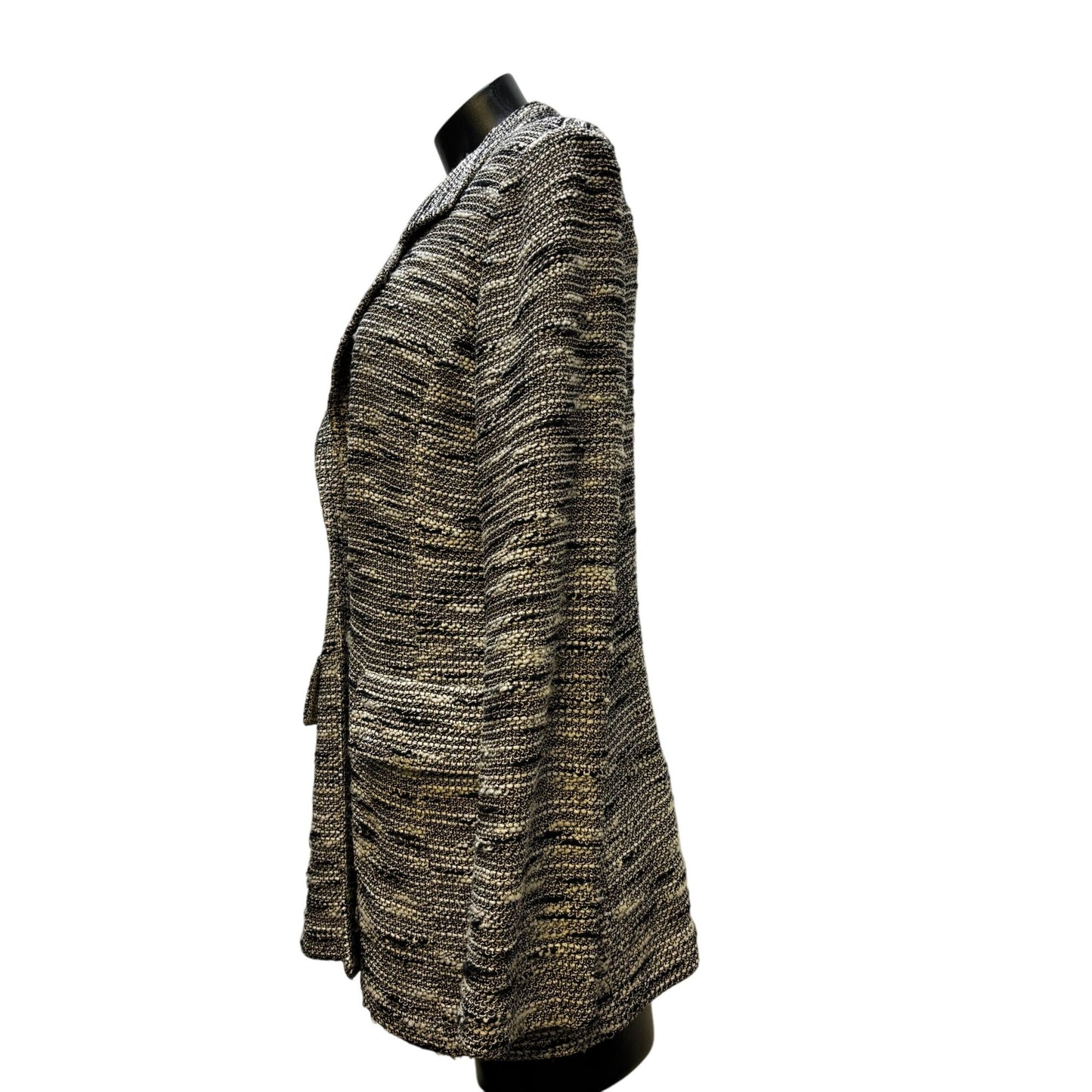 St. John Knit Jacket Tan/Black Size 6 Textured Pattern Button Closure 6