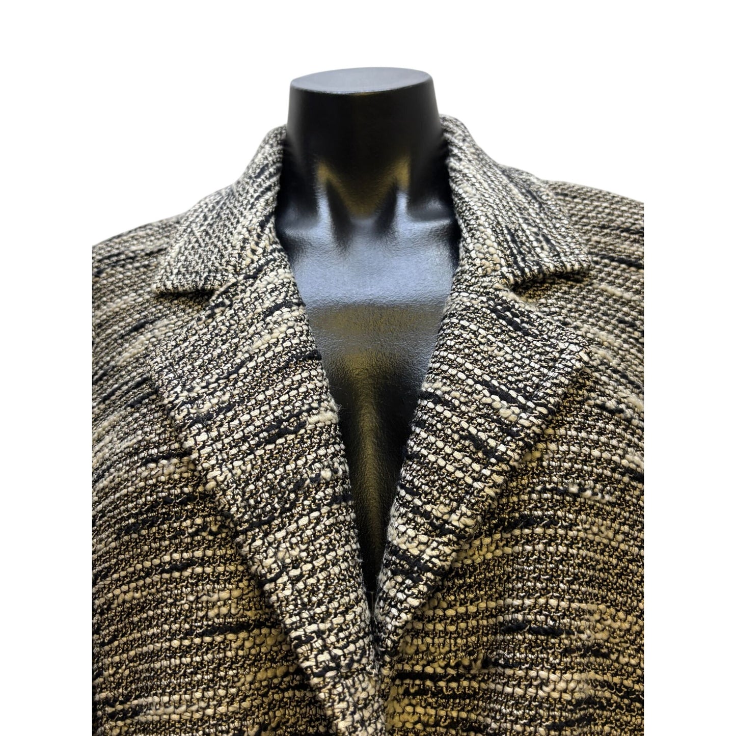St. John Knit Jacket Tan/Black Size 6 Textured Pattern Button Closure 6
