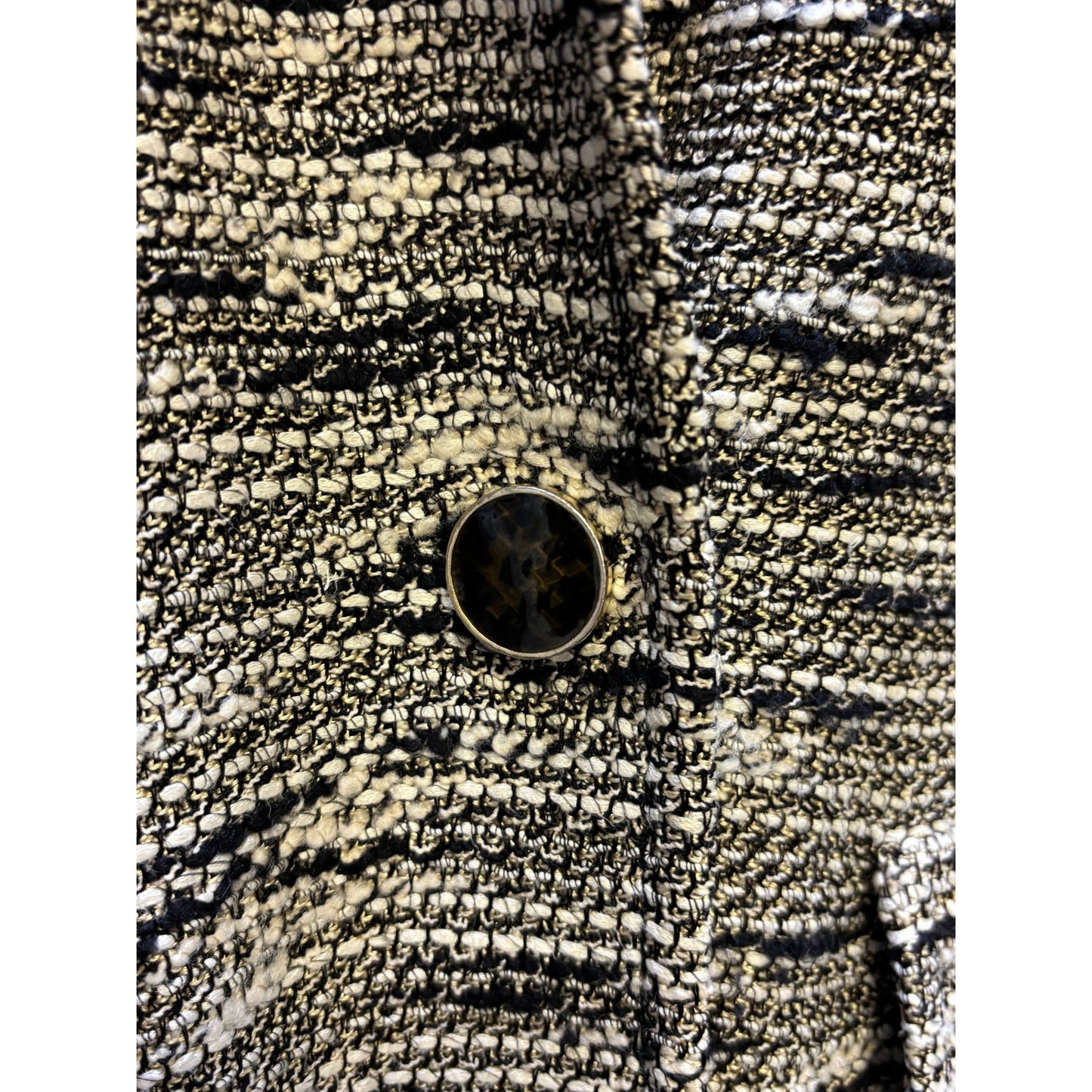 St. John Knit Jacket Tan/Black Size 6 Textured Pattern Button Closure 6