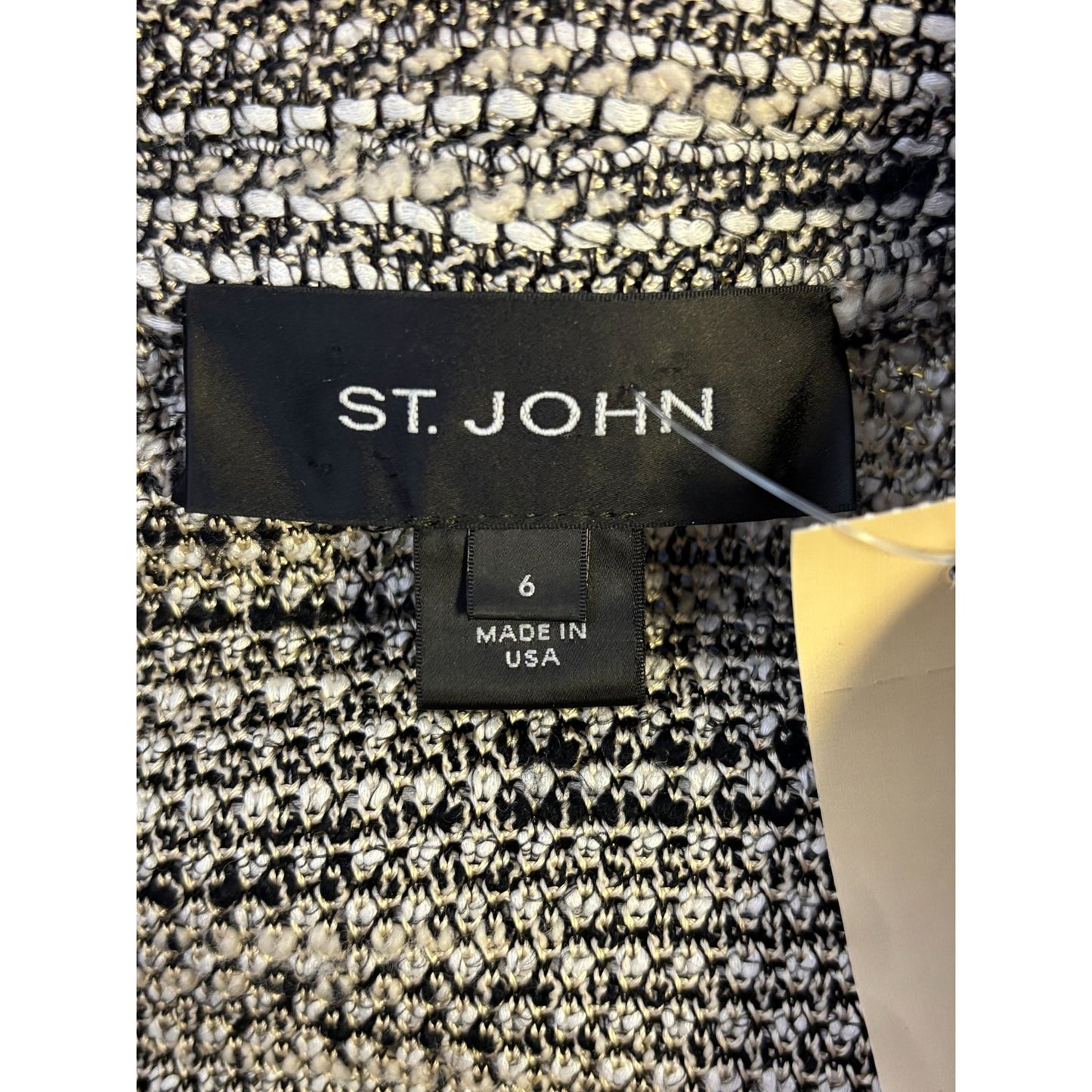 St. John Knit Jacket Tan/Black Size 6 Textured Pattern Button Closure 6