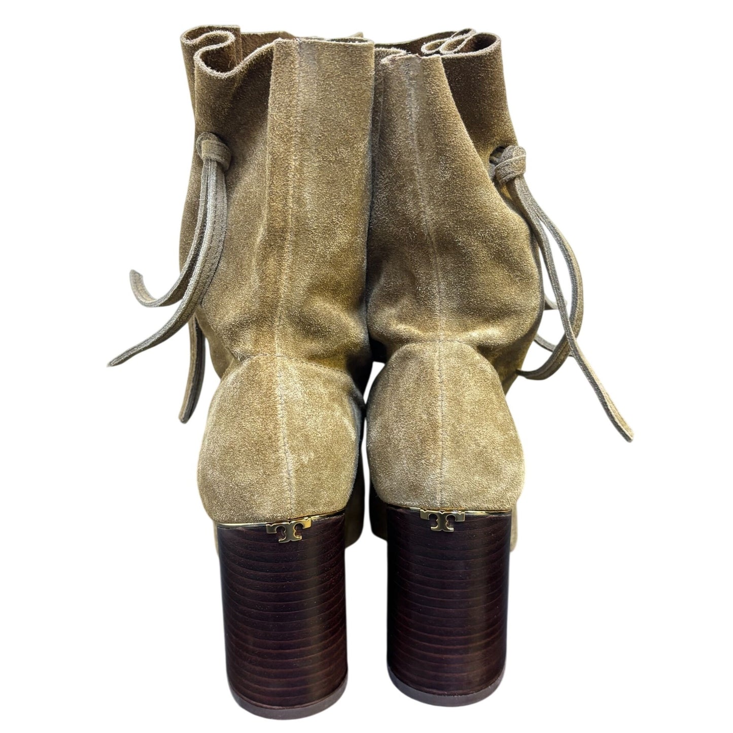 Tory Burch Suede Brown Block Heel Booties Size 7.5