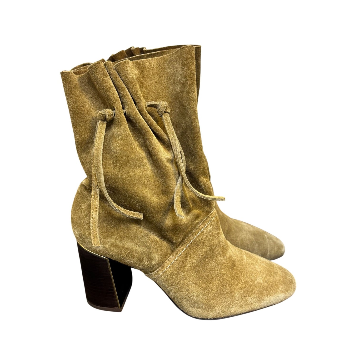 Tory Burch Suede Brown Block Heel Booties Size 7.5