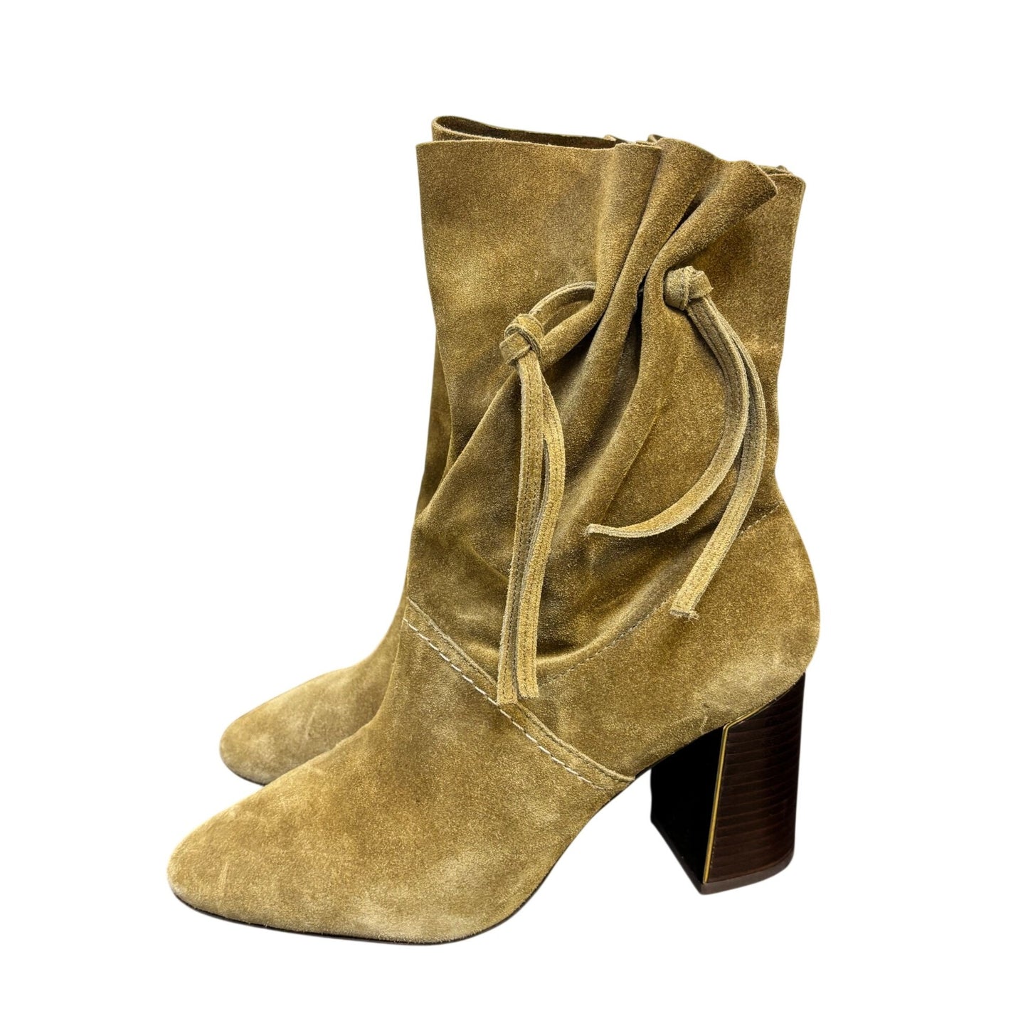 Tory Burch Suede Brown Block Heel Booties Size 7.5