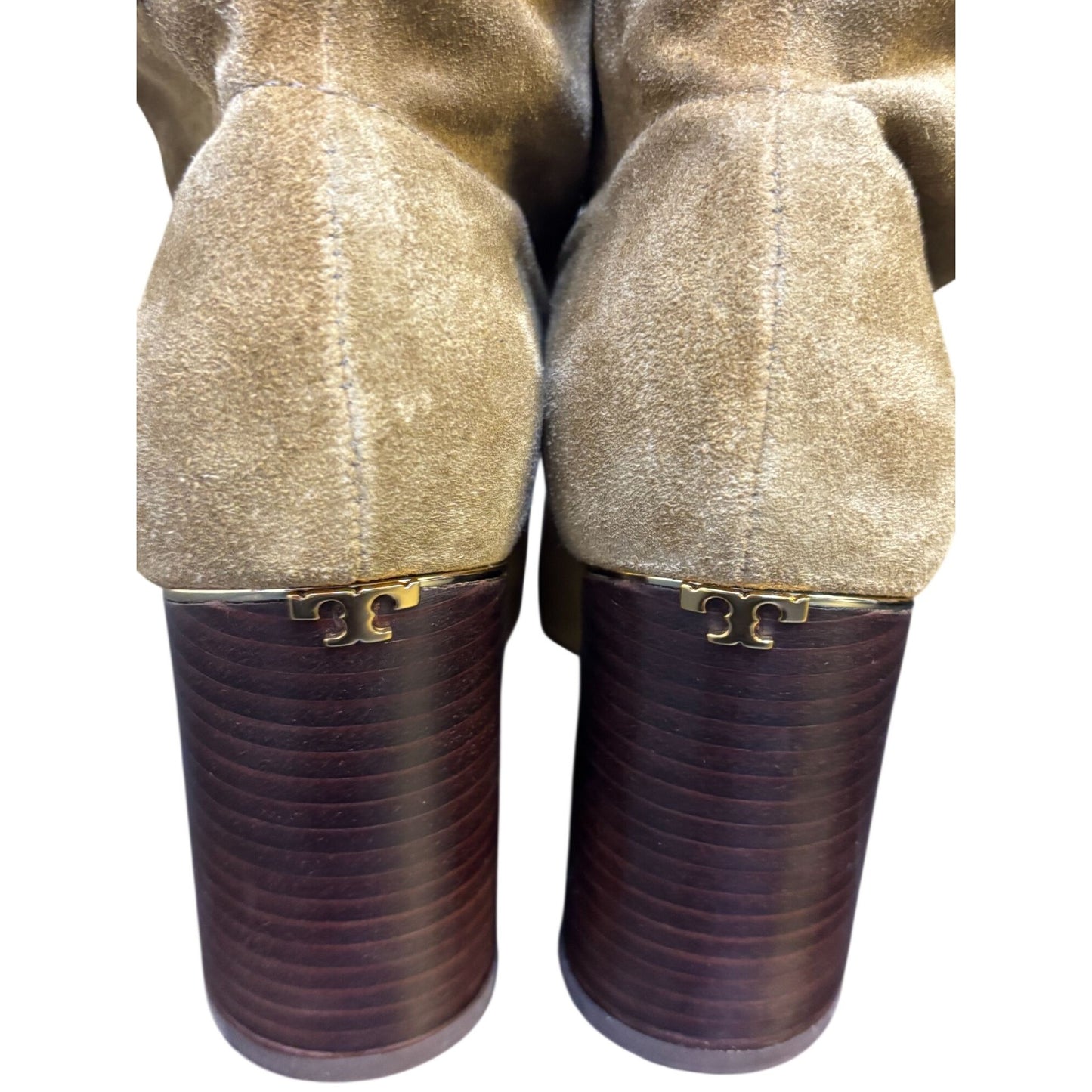 Tory Burch Suede Brown Block Heel Booties Size 7.5