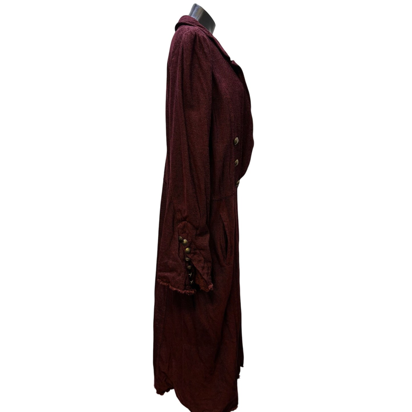 Free People Long Double-Breasted Coat Wine Red Size L