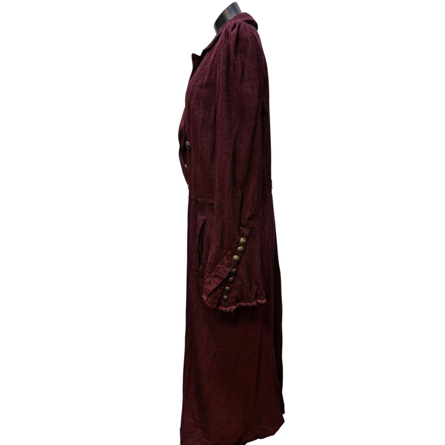 Free People Long Double-Breasted Coat Wine Red Size L