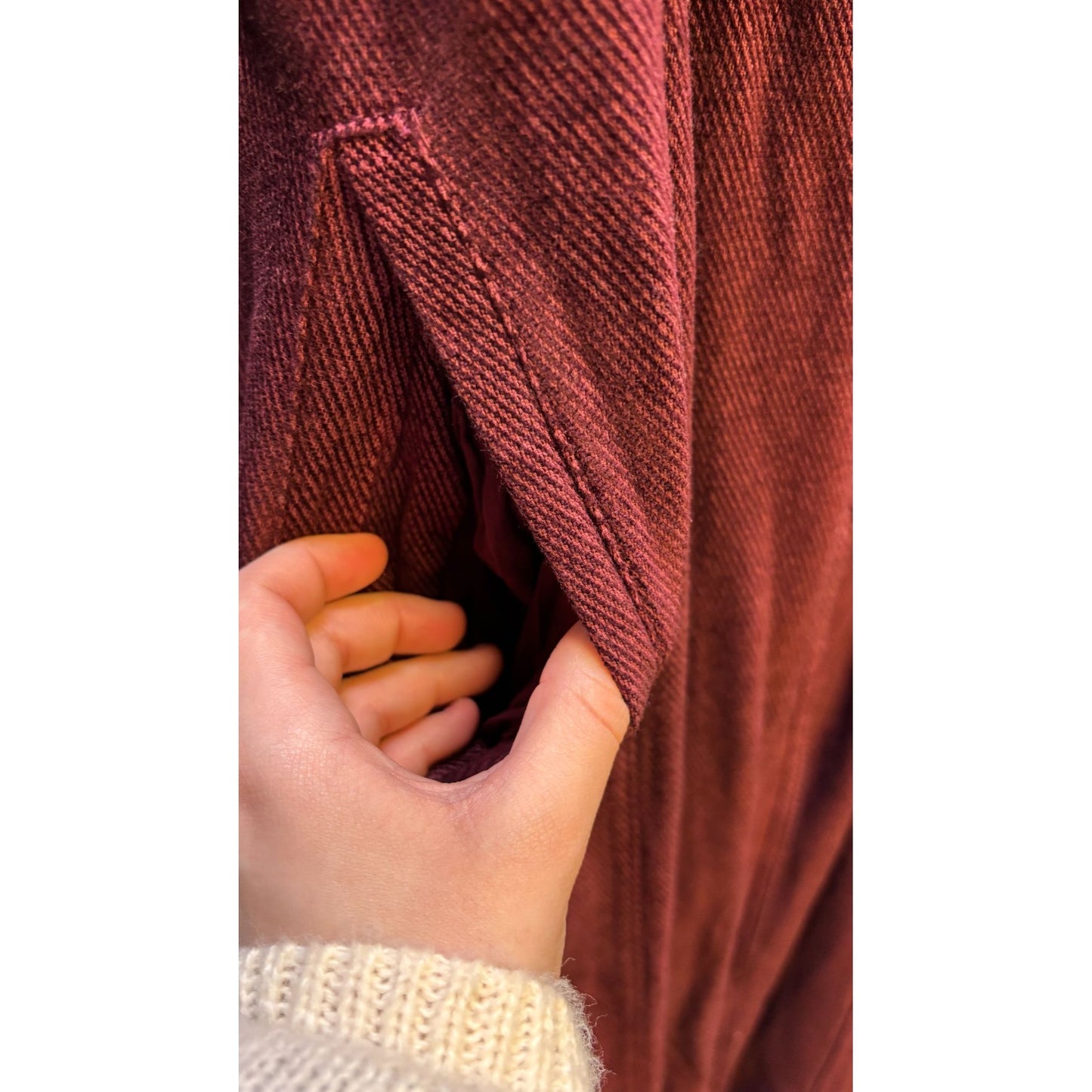 Free People Long Double-Breasted Coat Wine Red Size L