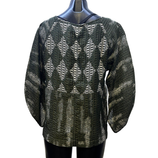 Maria Cornejo Olive White Diamond Textured Blouse Top 6