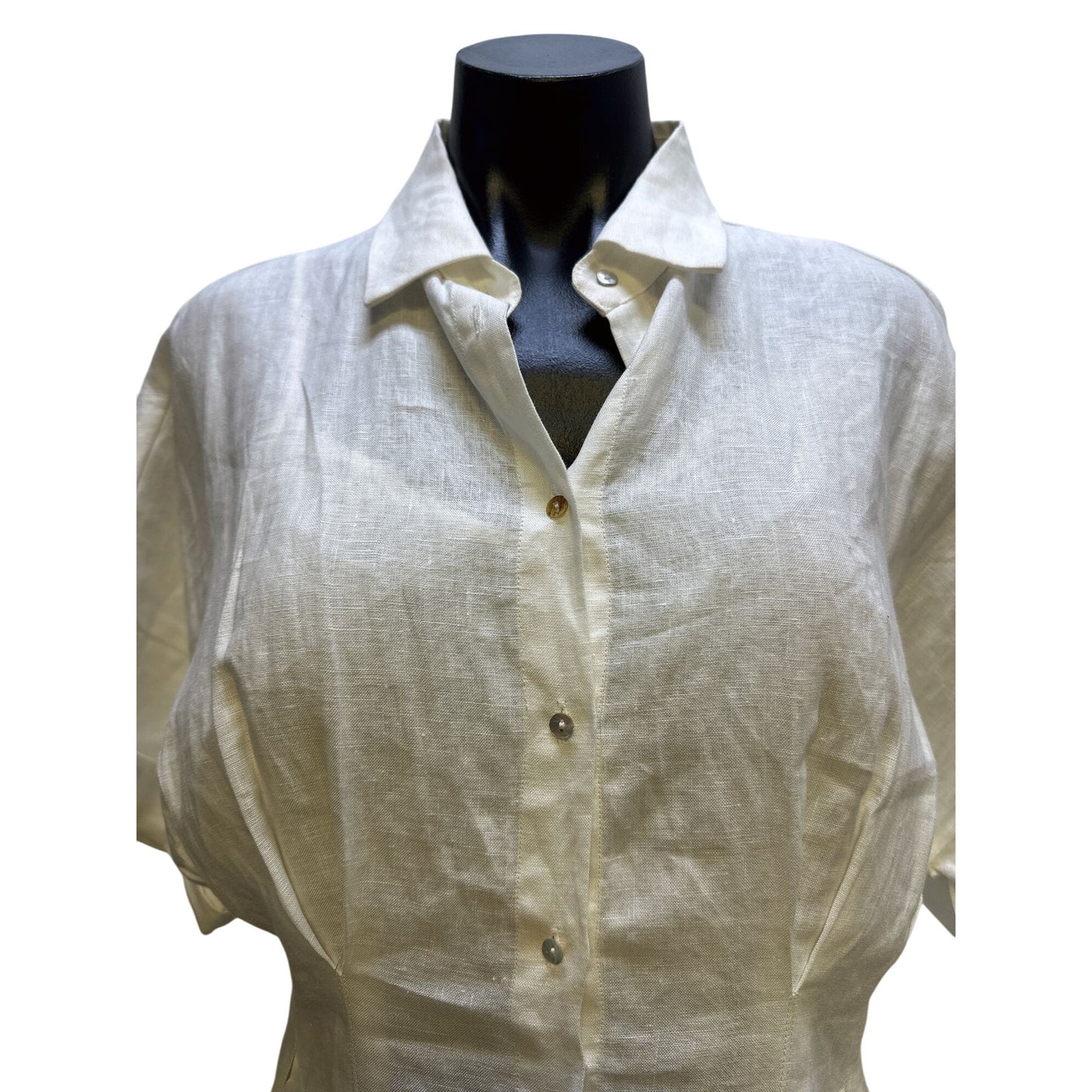 NWT Lucy Paris Linen White Button-Up Midi Dress