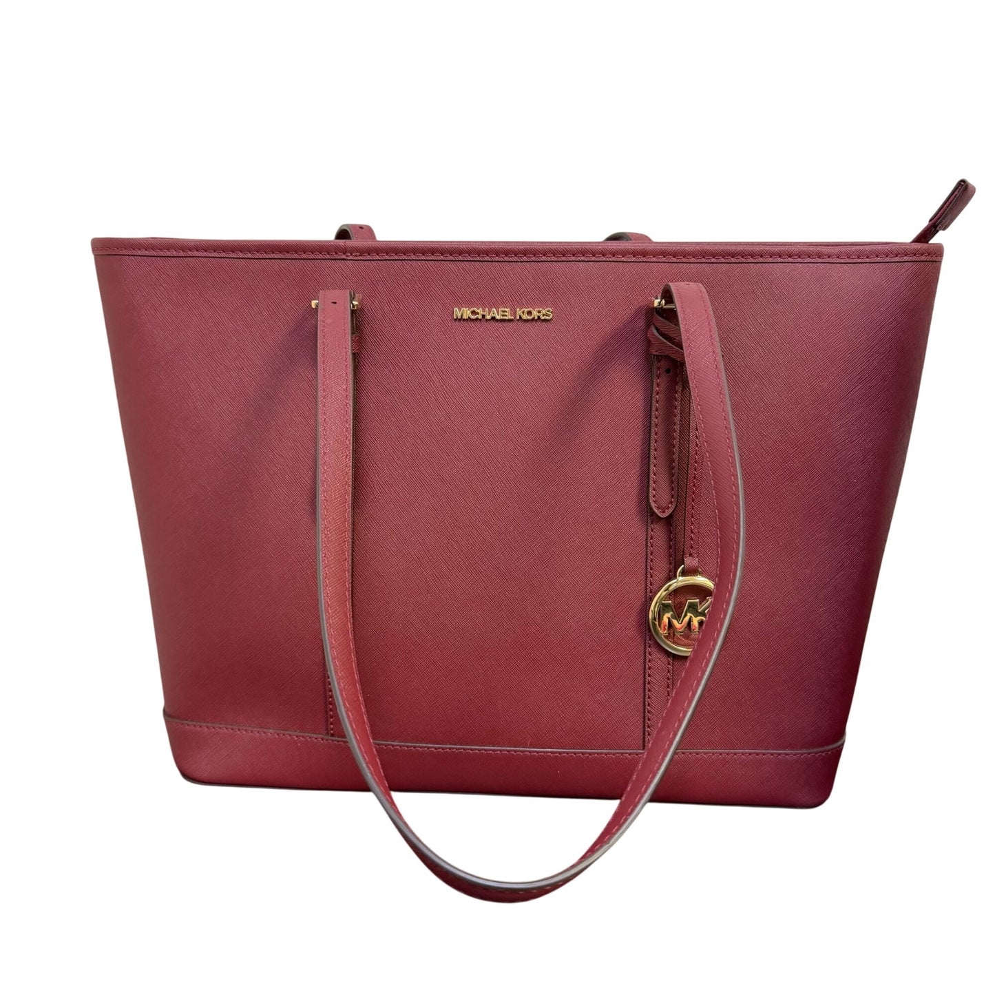 Michael Kors Jet Set Saffiano Leather Tote Dark Cherry Large