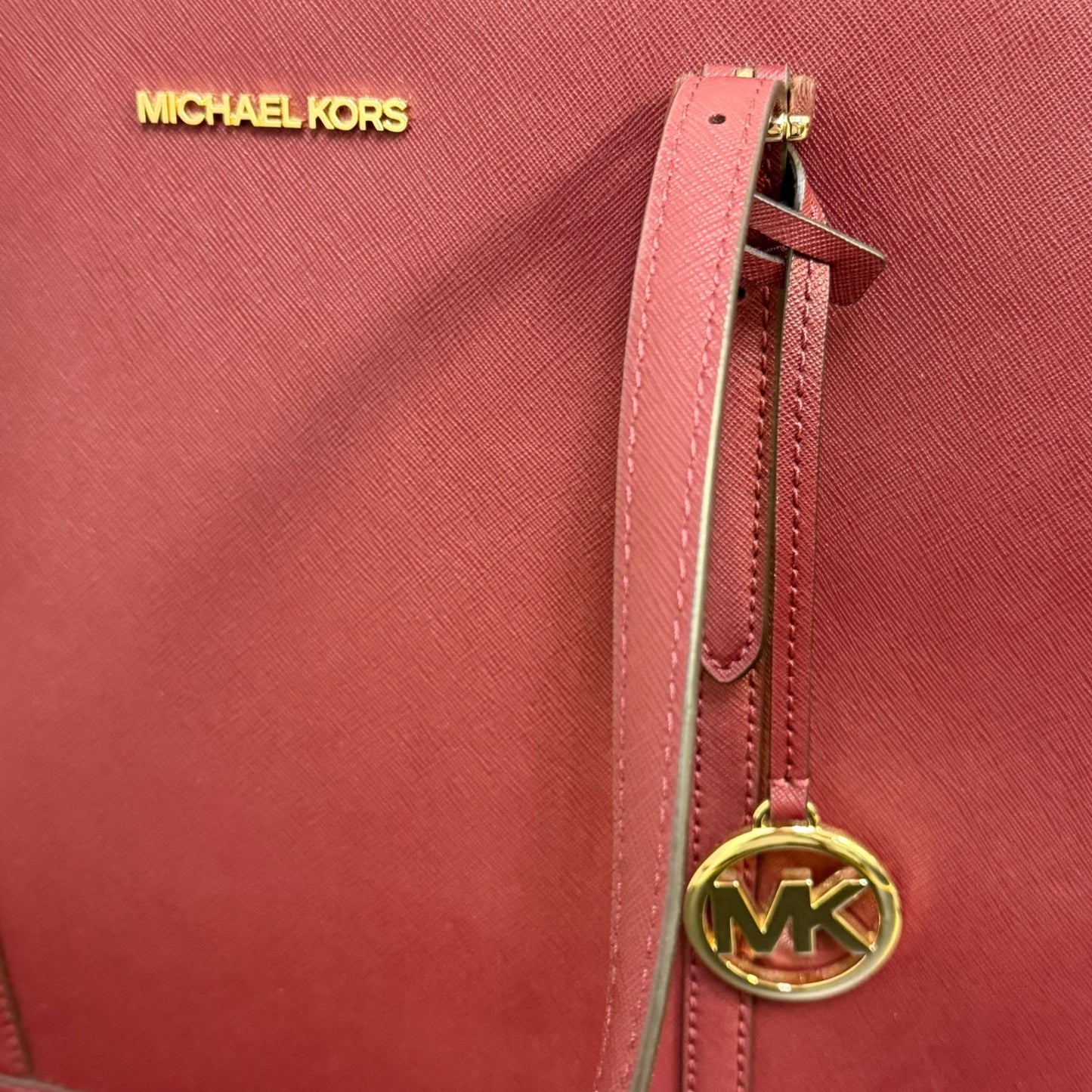 Michael Kors Jet Set Saffiano Leather Tote Dark Cherry Large