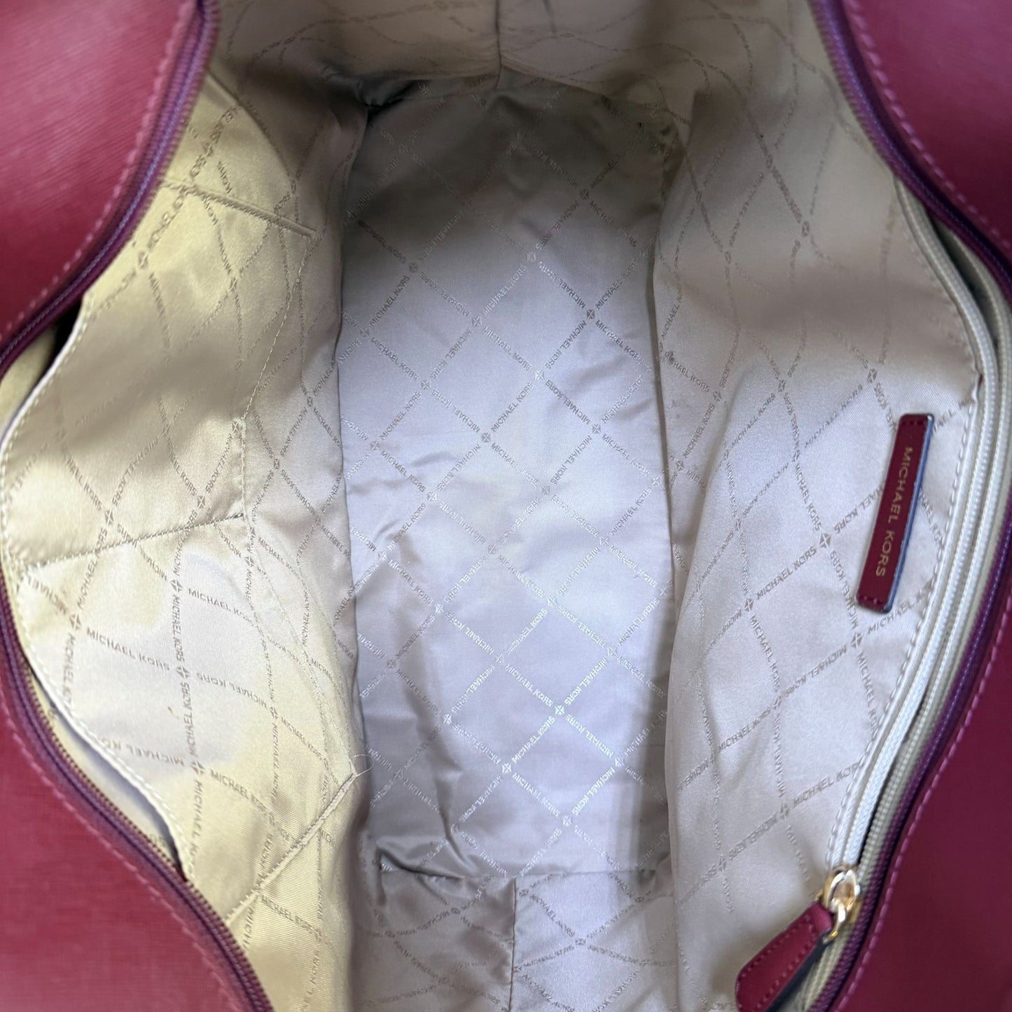 Michael Kors Jet Set Saffiano Leather Tote Dark Cherry Large
