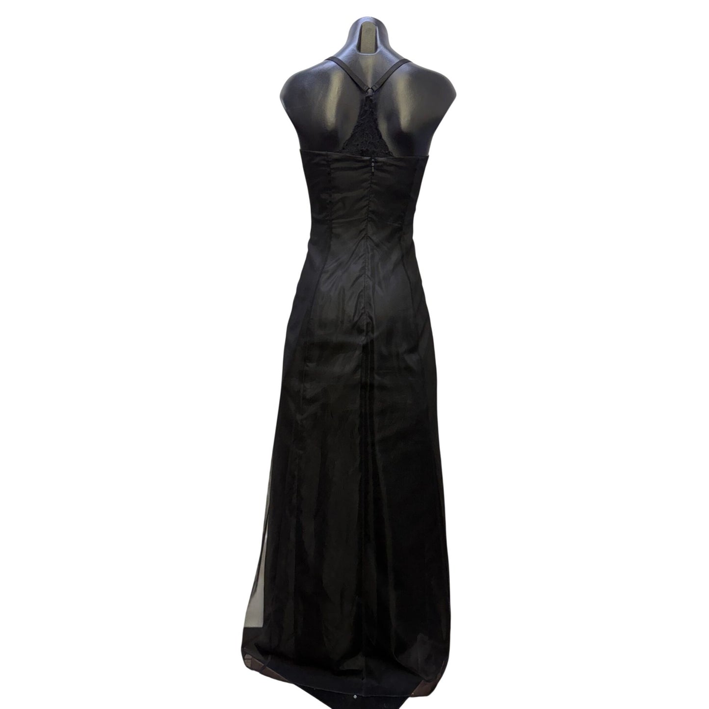 Morgan & Co By Linda Bernell Black Embroidered Floral Formal Dress Size 9/10