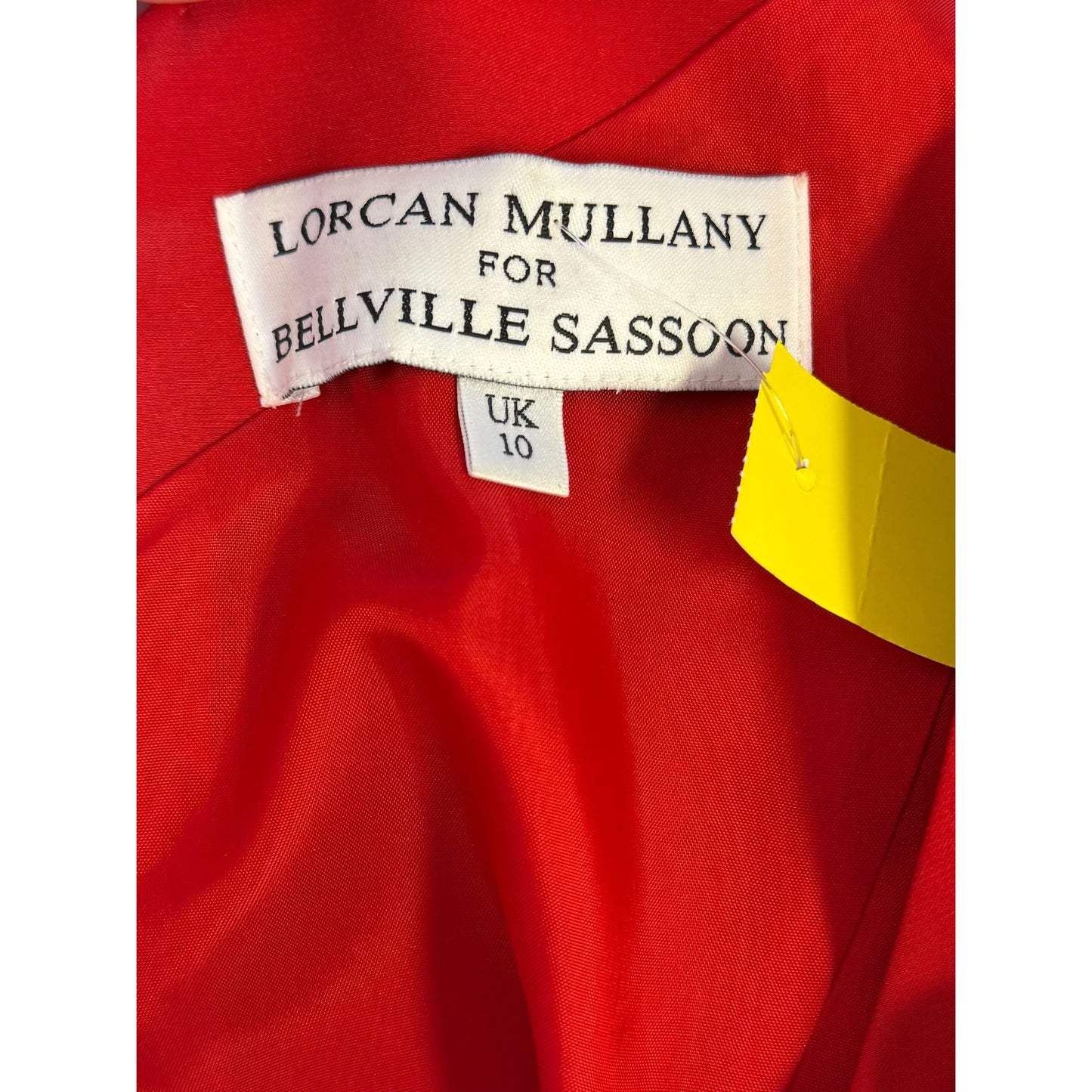 Lorcan Mullany For Bellville Sassoon Red Satin Bow Detail Midi Dress US 6 UK 10