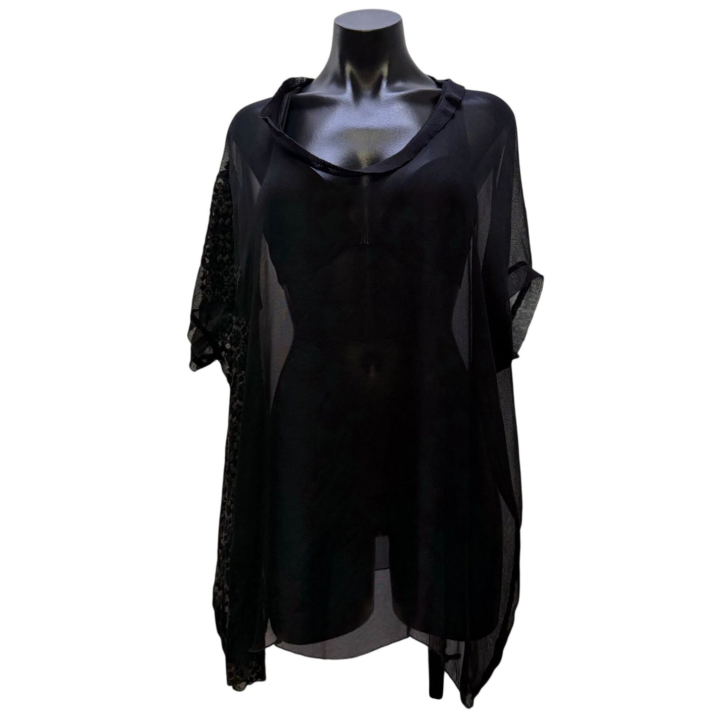 Biya Johnny Was Sheer Black Blouse With Embroidered Details S