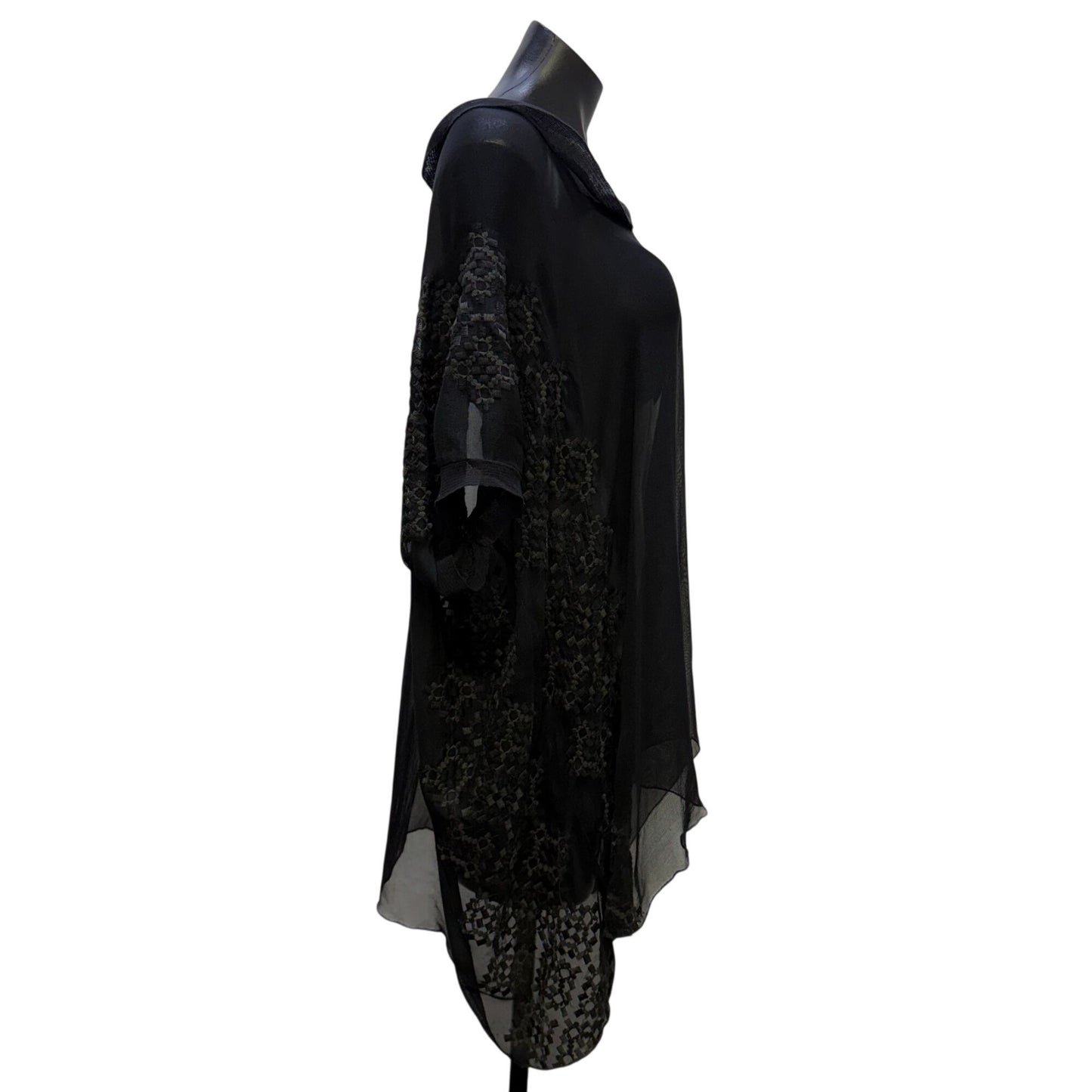Biya Johnny Was Sheer Black Blouse With Embroidered Details S