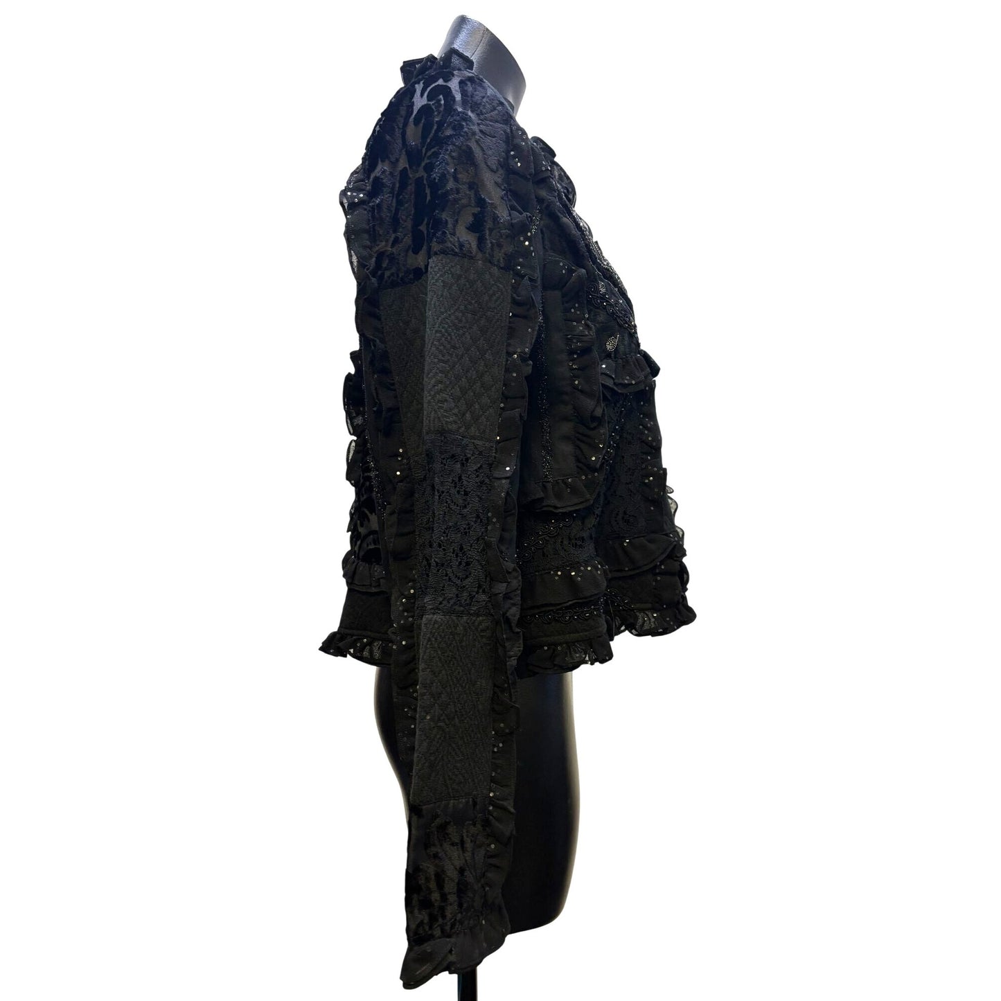 Sandy Starkman Embellished Black Jacket Button-Front M