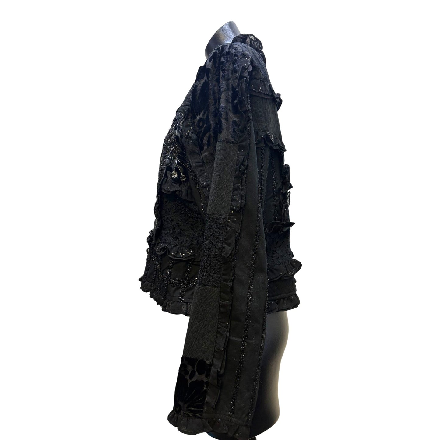 Sandy Starkman Embellished Black Jacket Button-Front M
