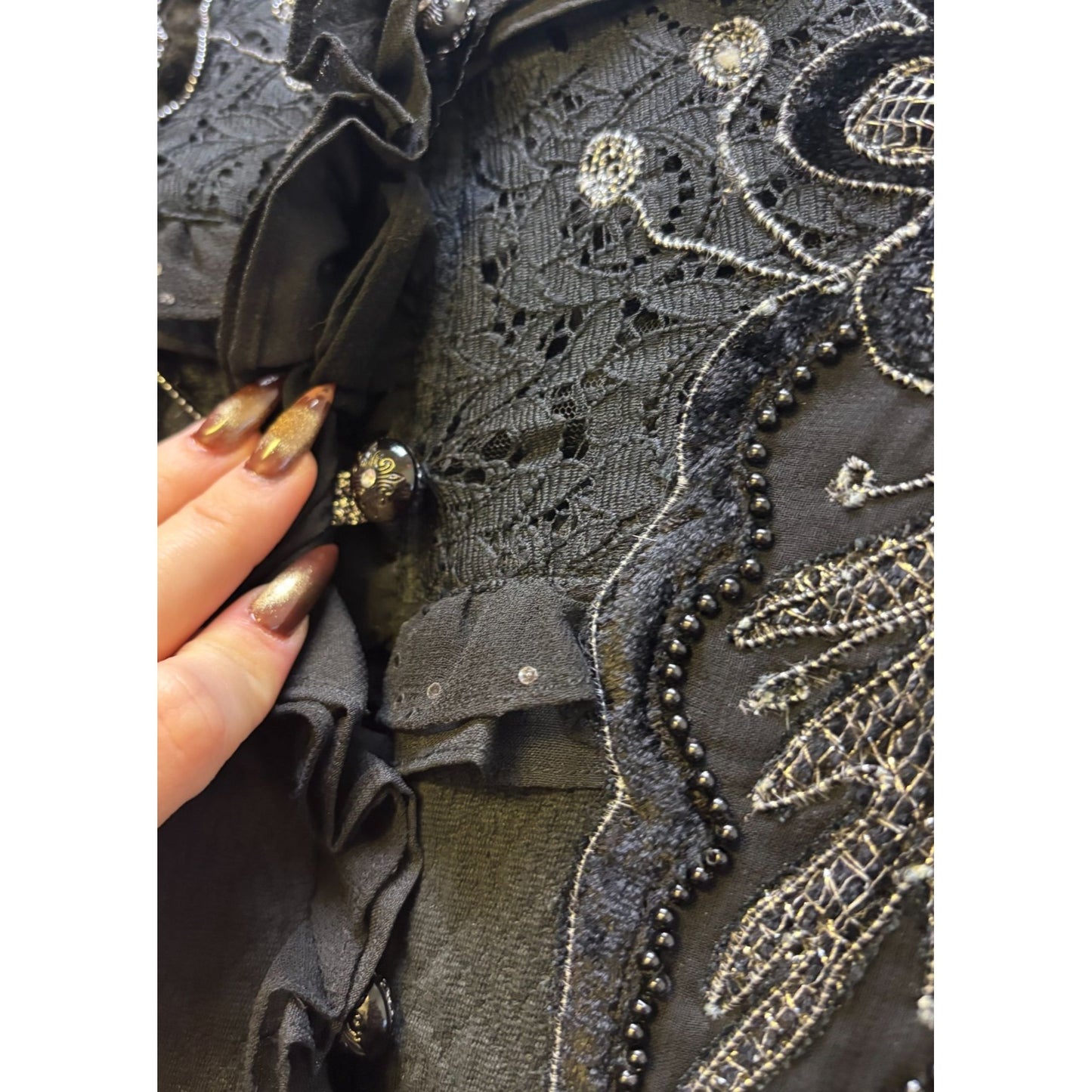 Sandy Starkman Embellished Black Jacket Button-Front M