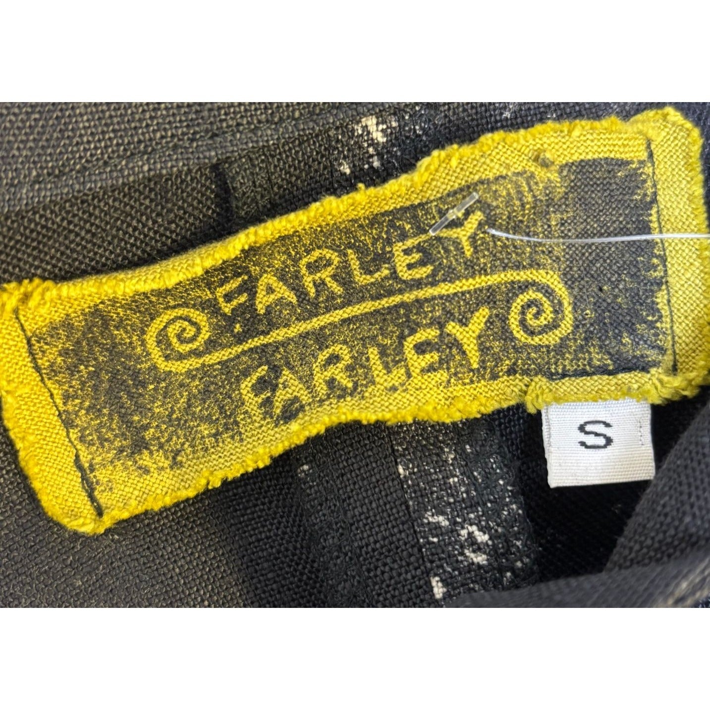 Farley Farley Linen Blouse Black Cream Gray Abstract Print S