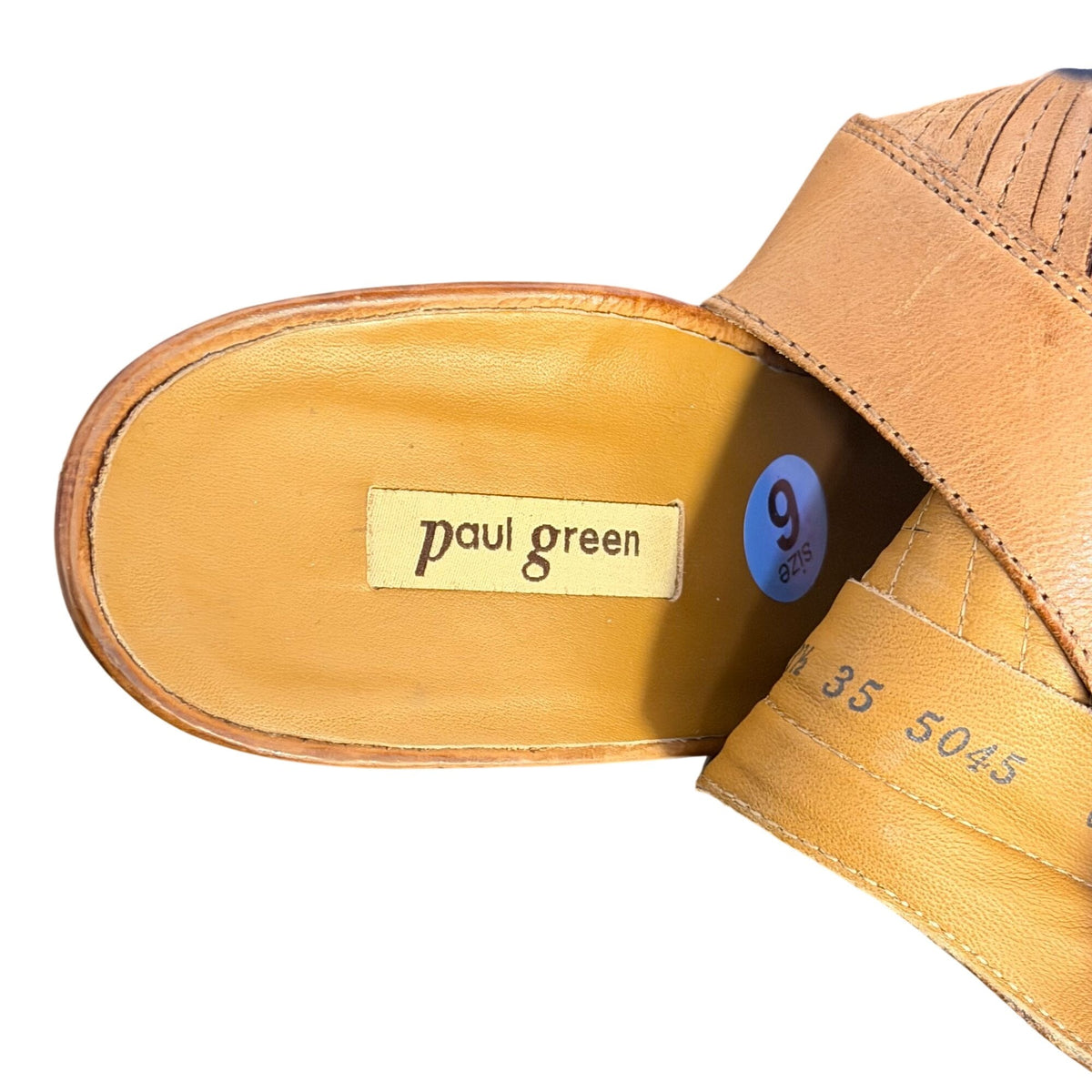 Paul Green Tan Leather Peep Toe Heeled Sandals 6
