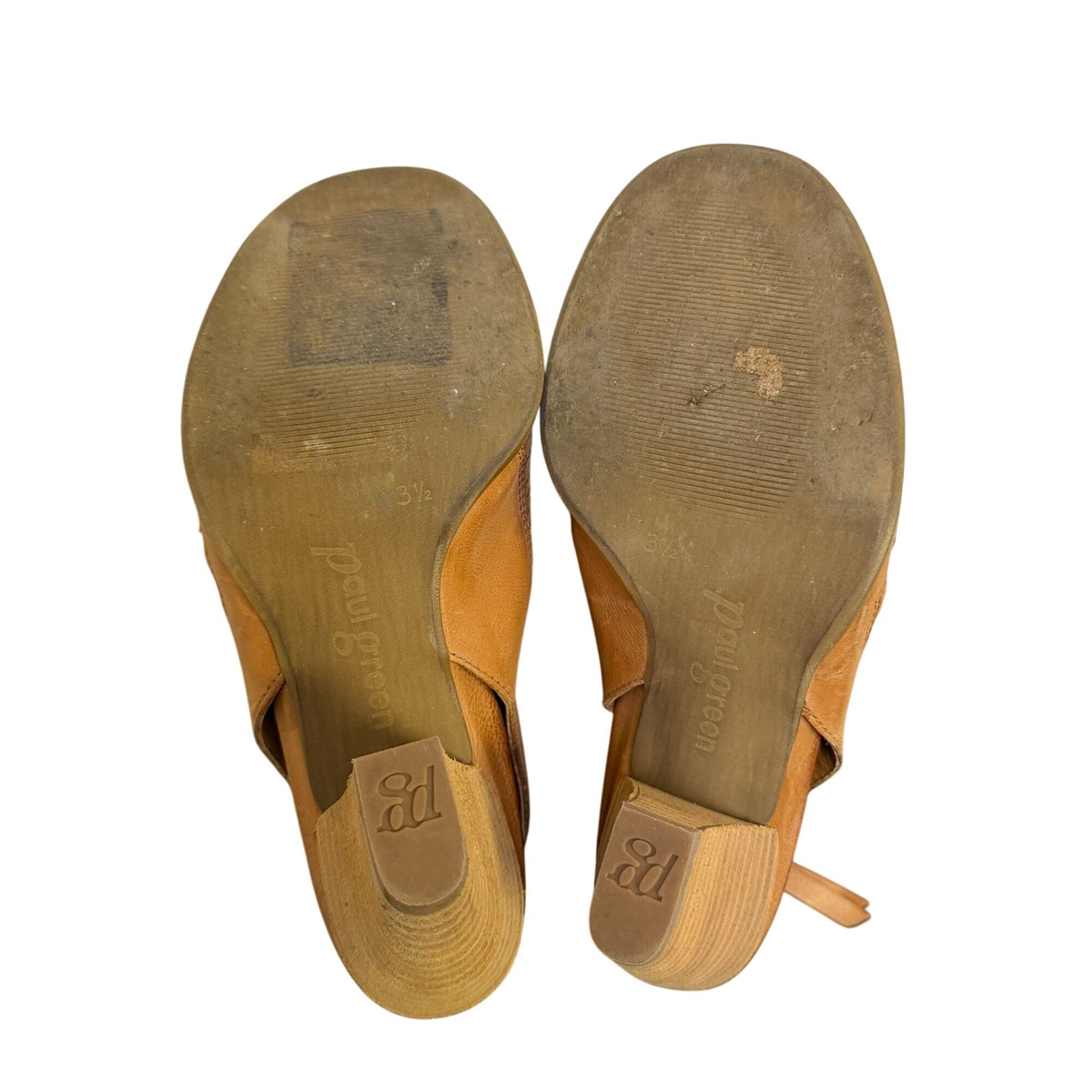 Paul Green Tan Leather Peep Toe Heeled Sandals 6