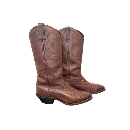Dan Post Vintage Maroon-Brown Leather Western Cowboy Boots Size 8