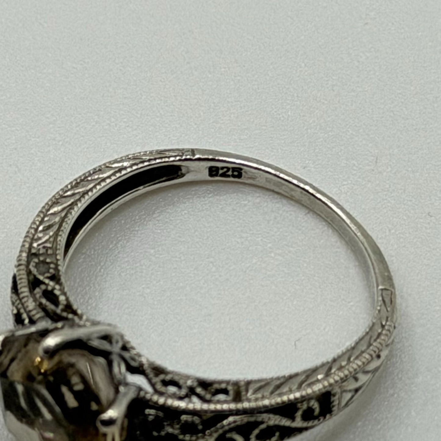 925 Sterling Silver Ring With Round Smoky Quartz Gemstone Size 7