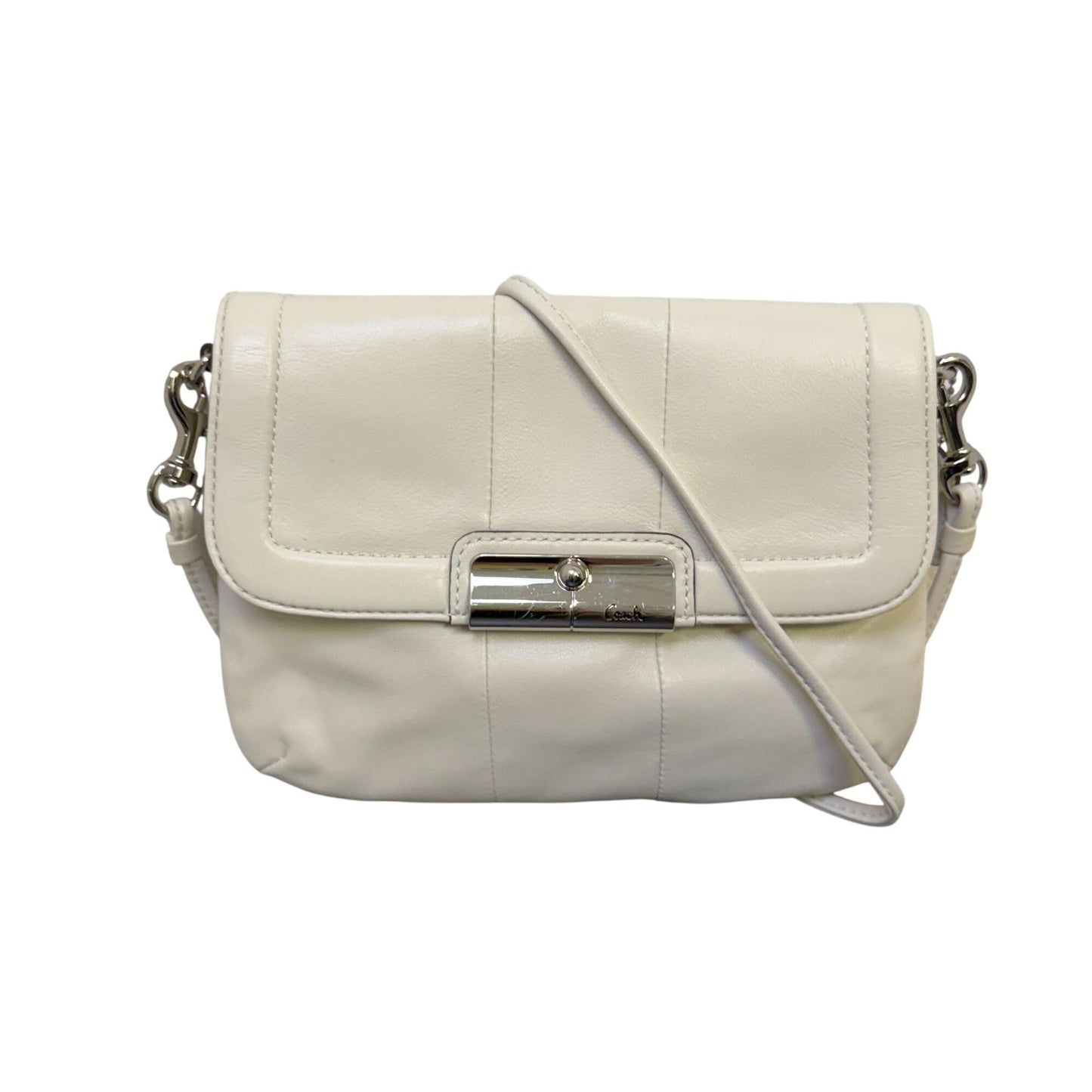 Coach Crossbody Bag Cream Leather With Silver Hardware