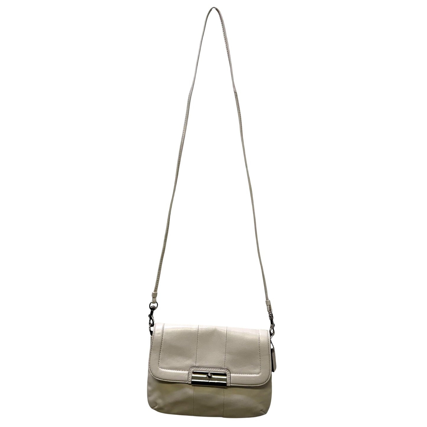 Coach Crossbody Bag Cream Leather With Silver Hardware