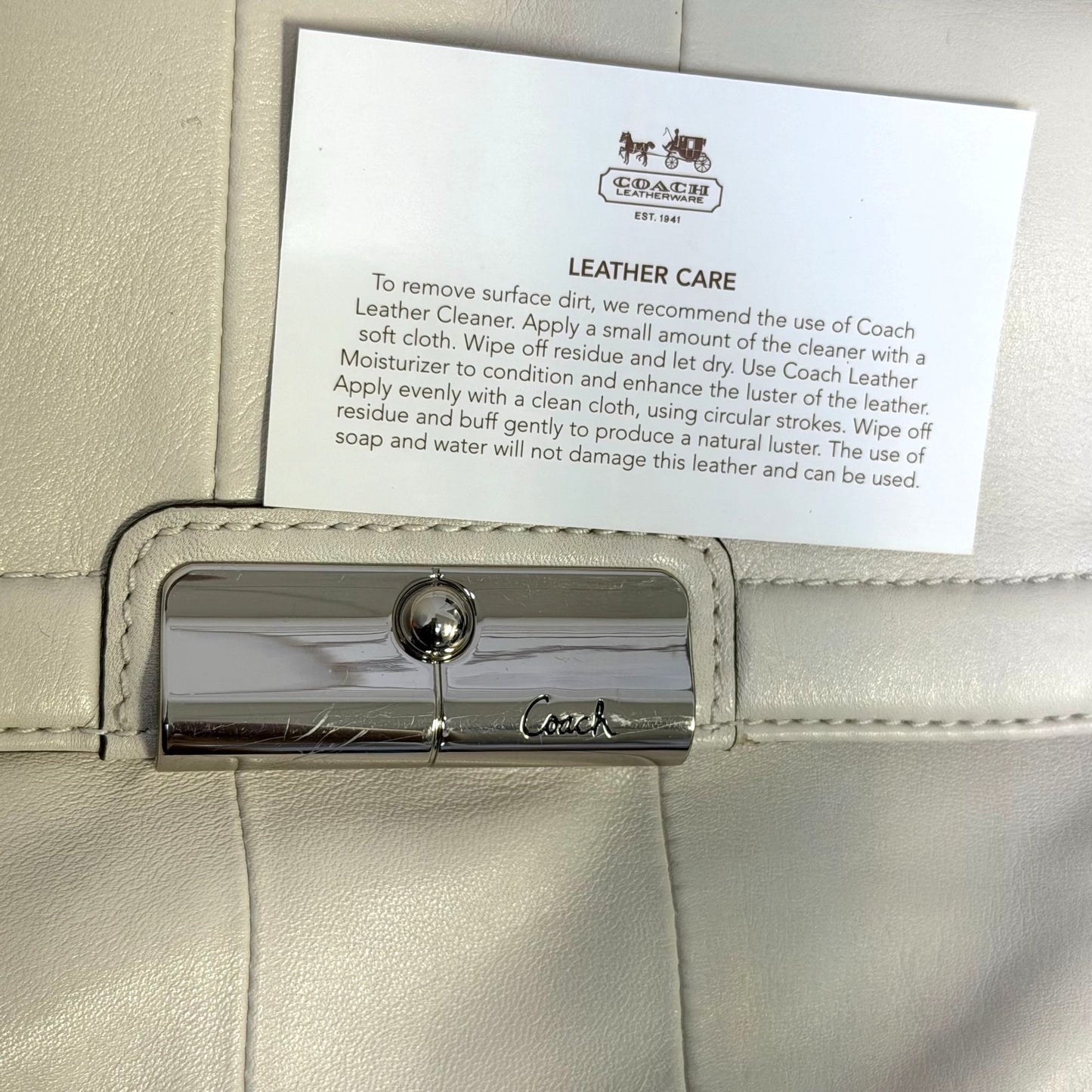 Coach Crossbody Bag Cream Leather With Silver Hardware