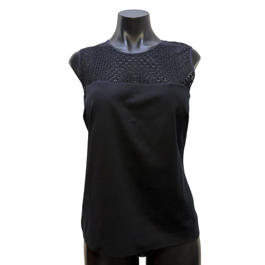 Akris Punto Black Eyelet Pants & Blouse Set Size 10/8