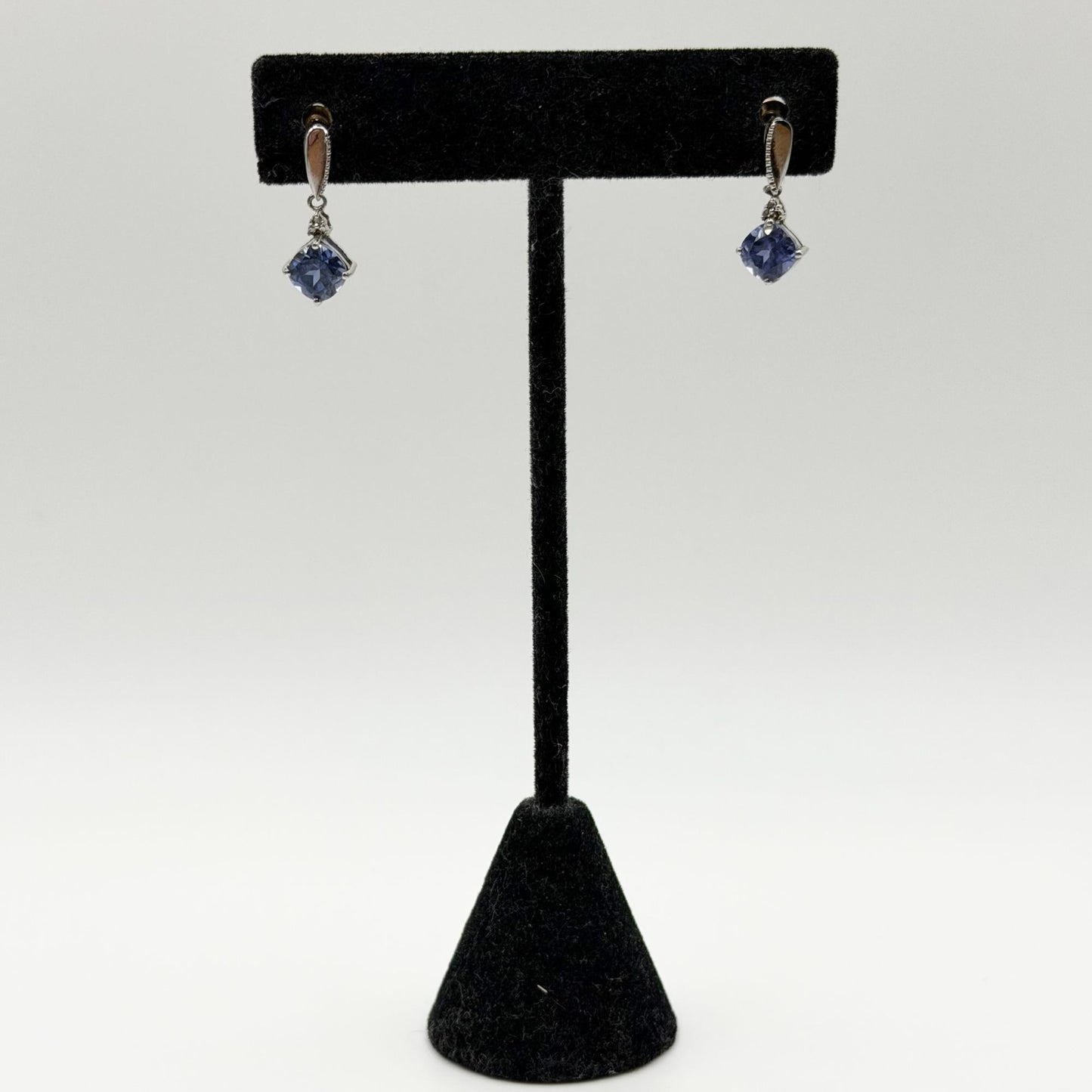 925 Sterling Silver Purple Crystal Drop Earrings