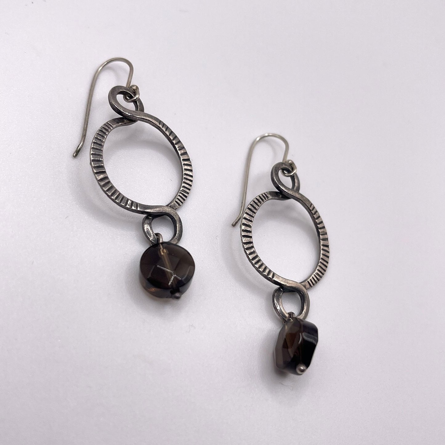 Silpada 925 Sterling Silver Faceted Brown Smokey Quartz Dangle Earrings